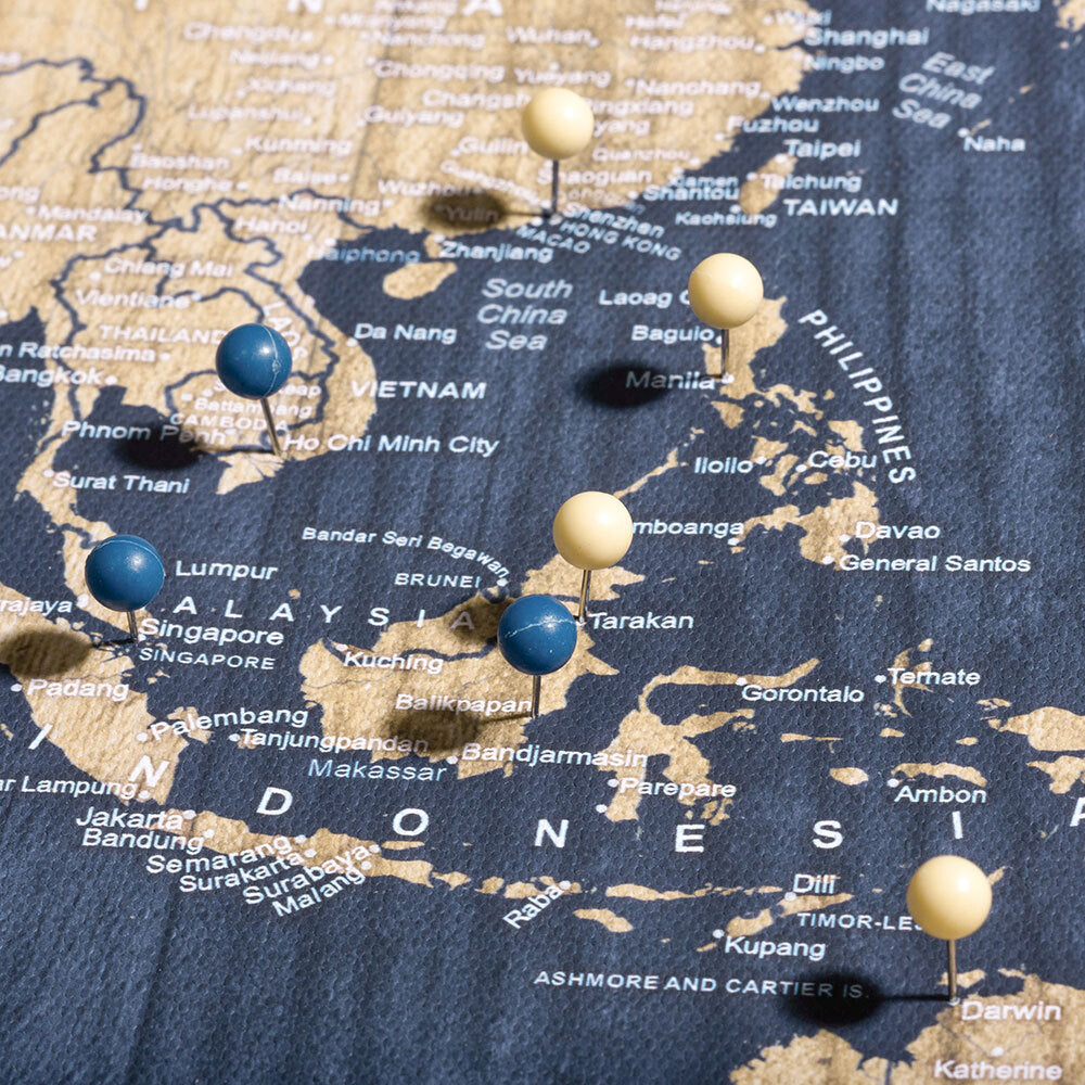 Push Pin World Map (Pin Board) - Deep-Sea Drift