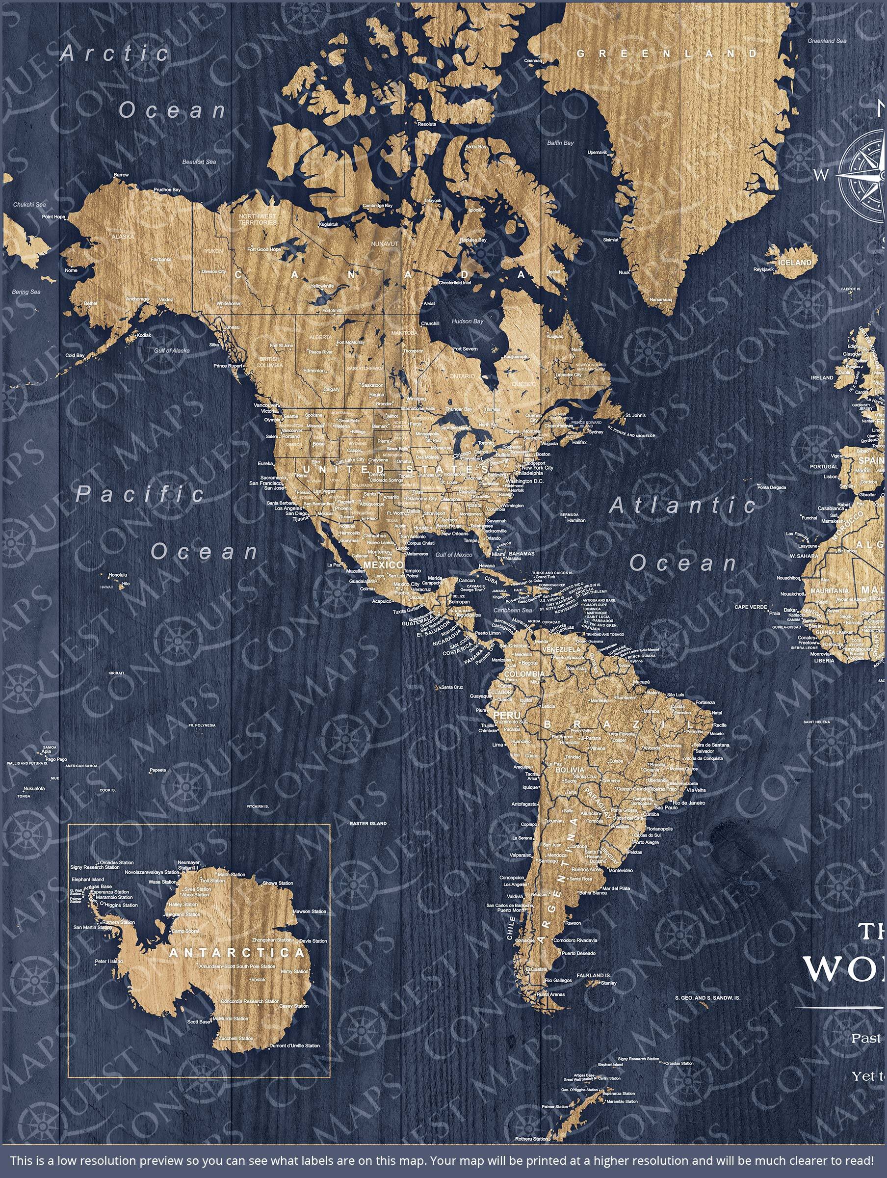 Push Pin World Map (Pin Board) - Deep-Sea Drift