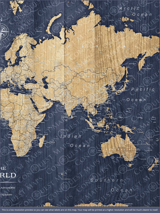 Push Pin World Map (Pin Board) - Deep-Sea Drift