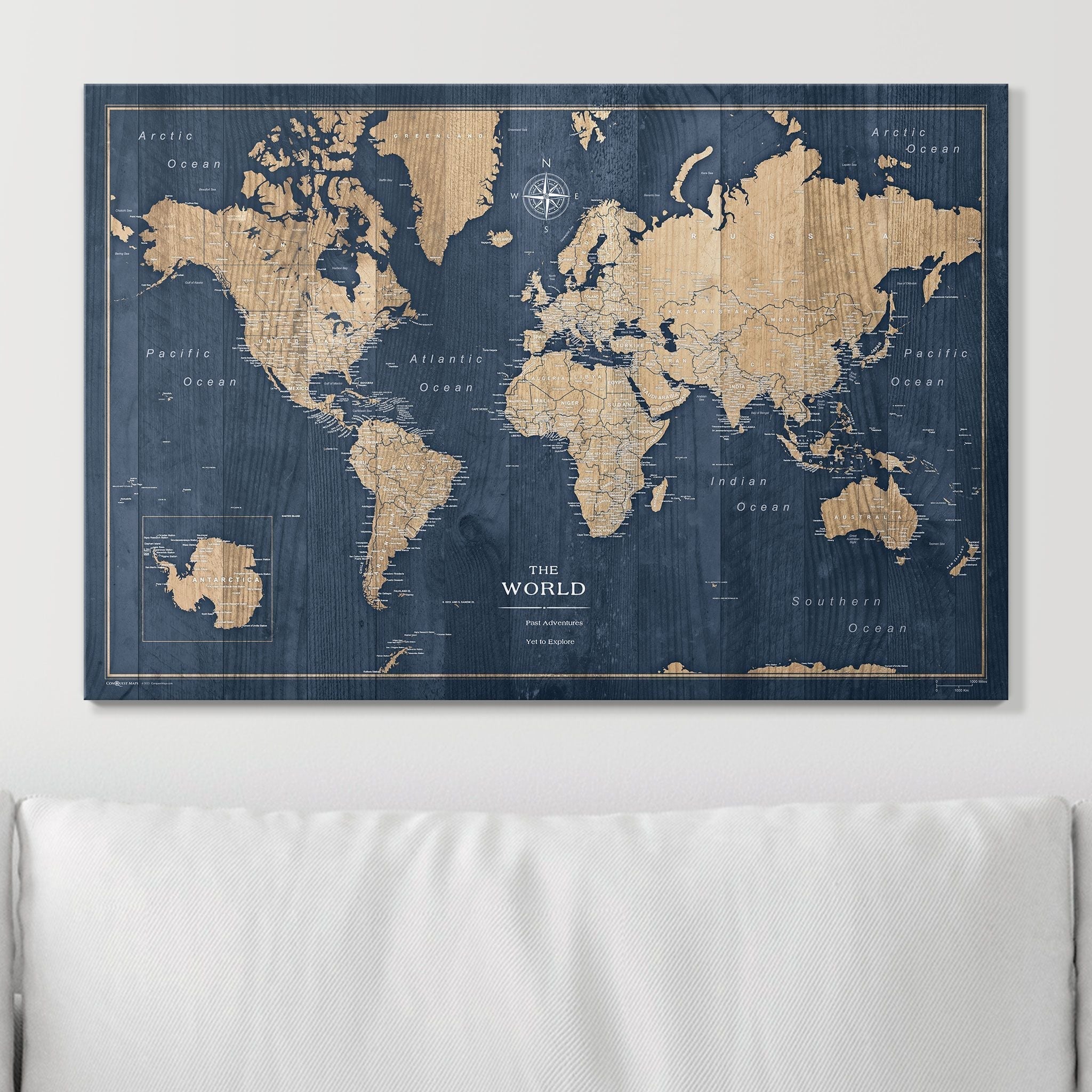 Push Pin World Map (Pin Board) - Deep-Sea Drift