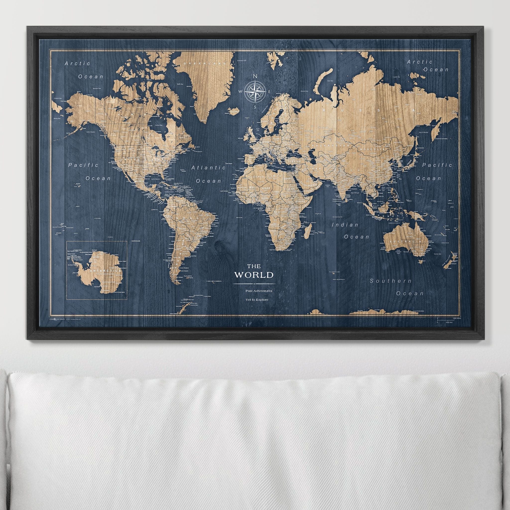 Push Pin World Map (Pin Board) - Deep-Sea Drift