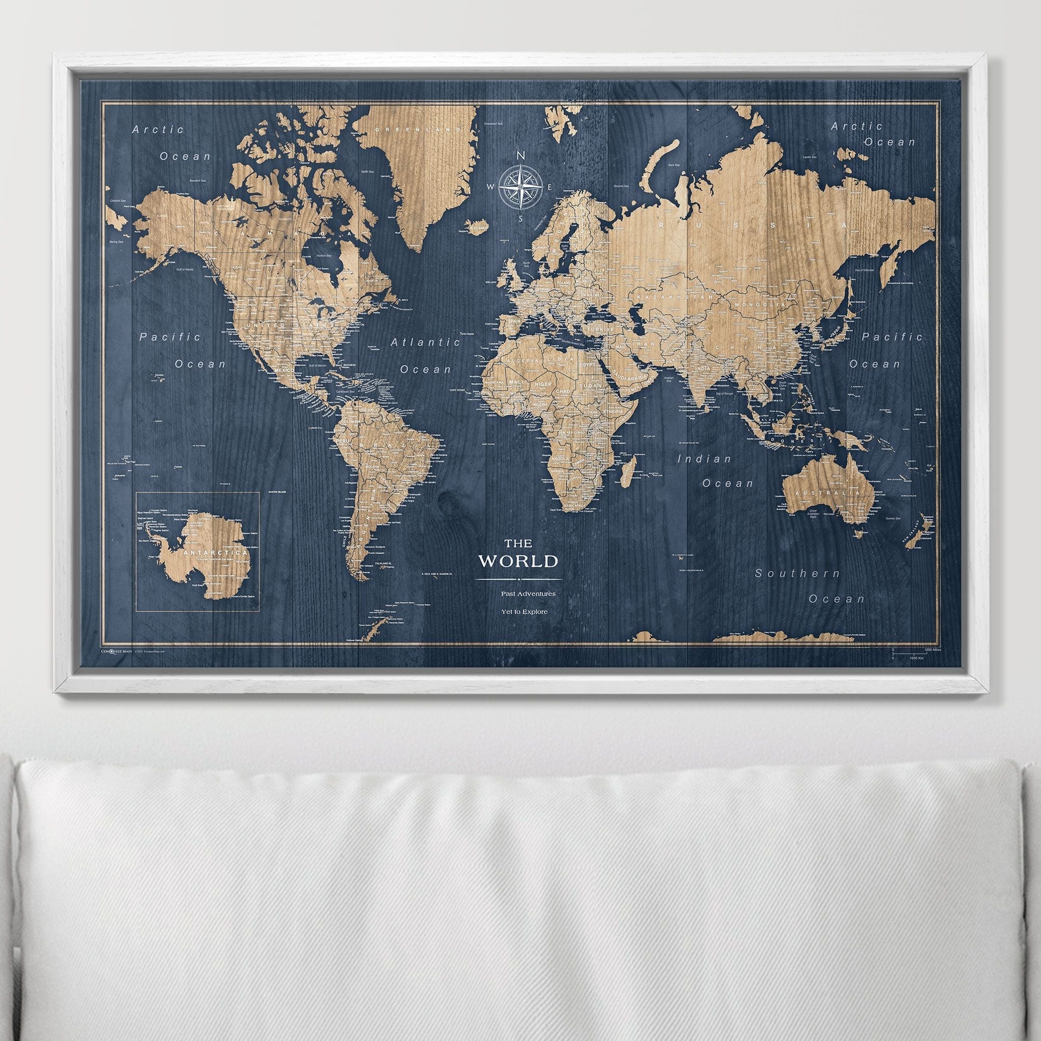 Push Pin World Map (Pin Board) - Deep-Sea Drift