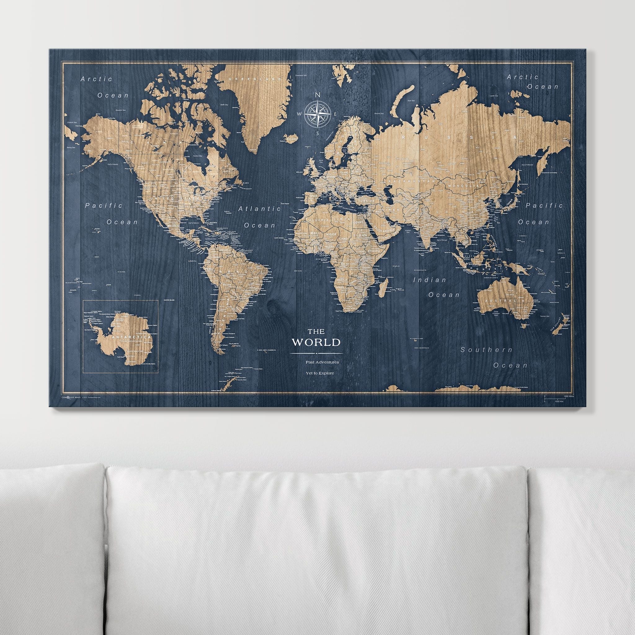 Push Pin World Map (Pin Board) - Deep-Sea Drift