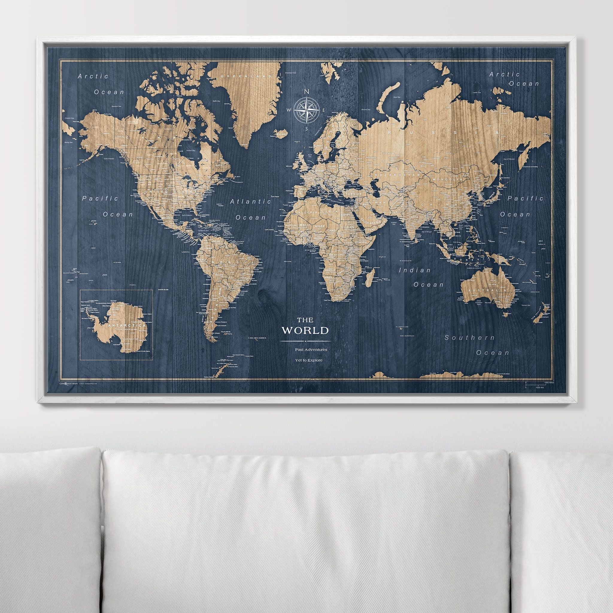 Push Pin World Map (Pin Board) - Deep-Sea Drift