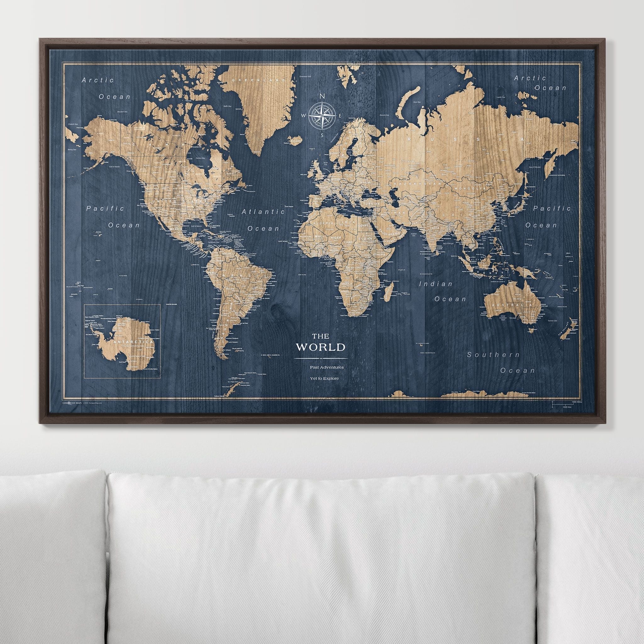 Push Pin World Map (Pin Board) - Deep-Sea Drift