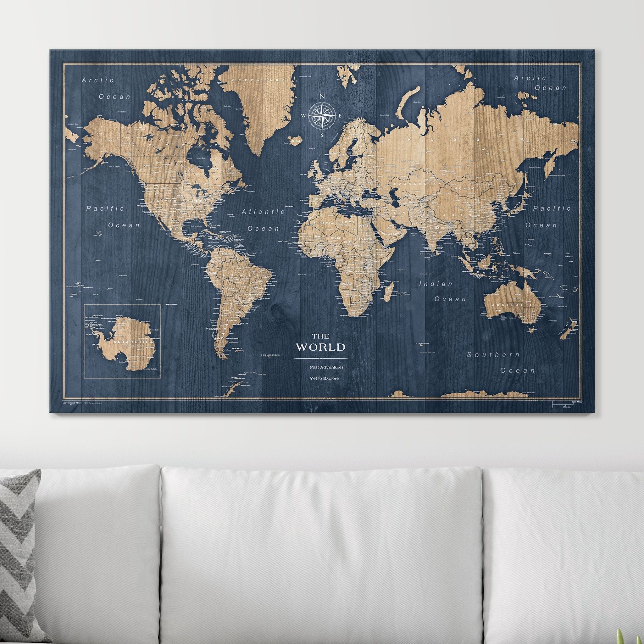 Push Pin World Map (Pin Board) - Deep-Sea Drift