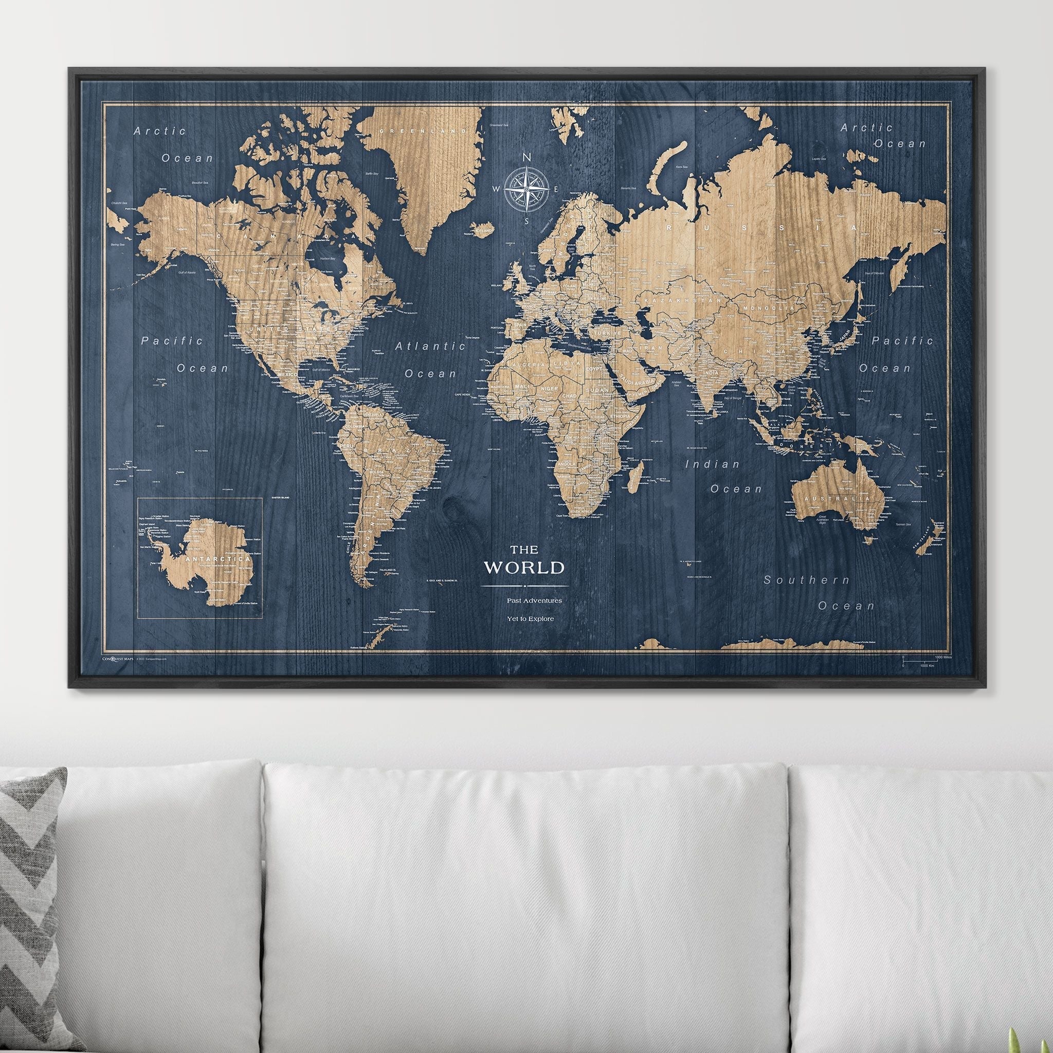 Push Pin World Map (Pin Board) - Deep-Sea Drift