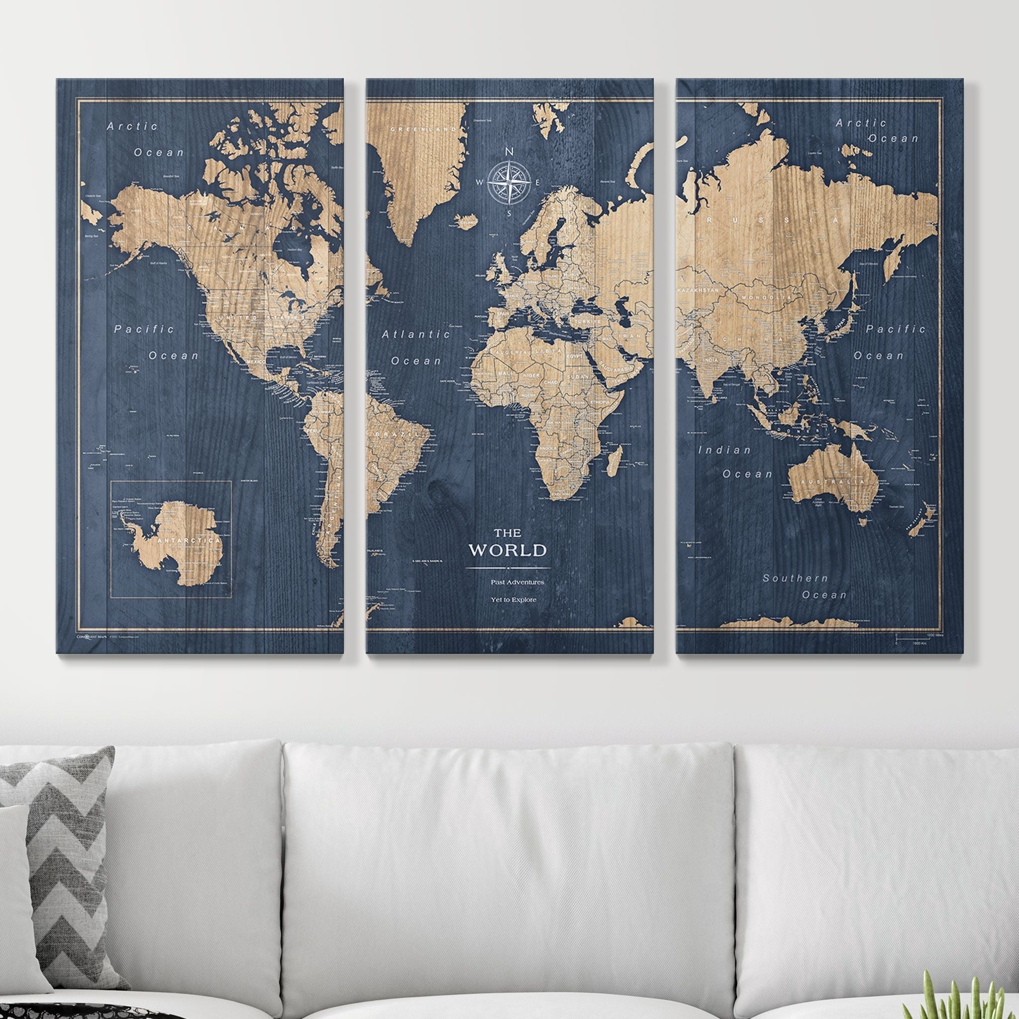 Push Pin World Map (Pin Board) - Deep-Sea Drift