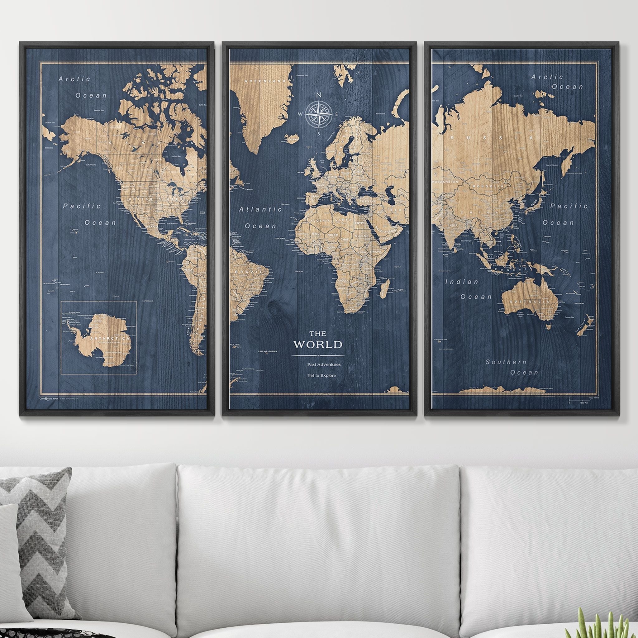Push Pin World Map (Pin Board) - Deep-Sea Drift