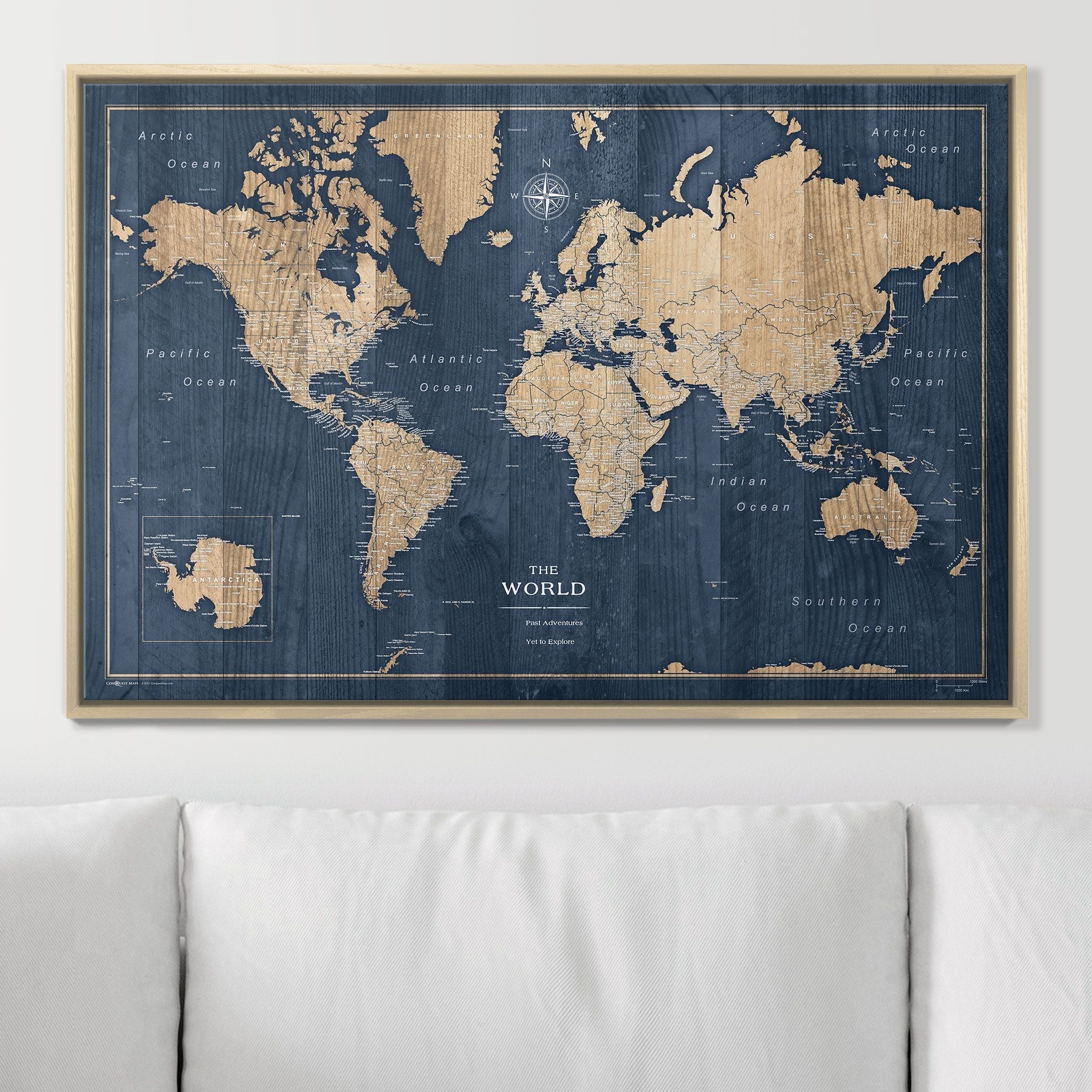 Push Pin World Map (Pin Board) - Deep-Sea Drift