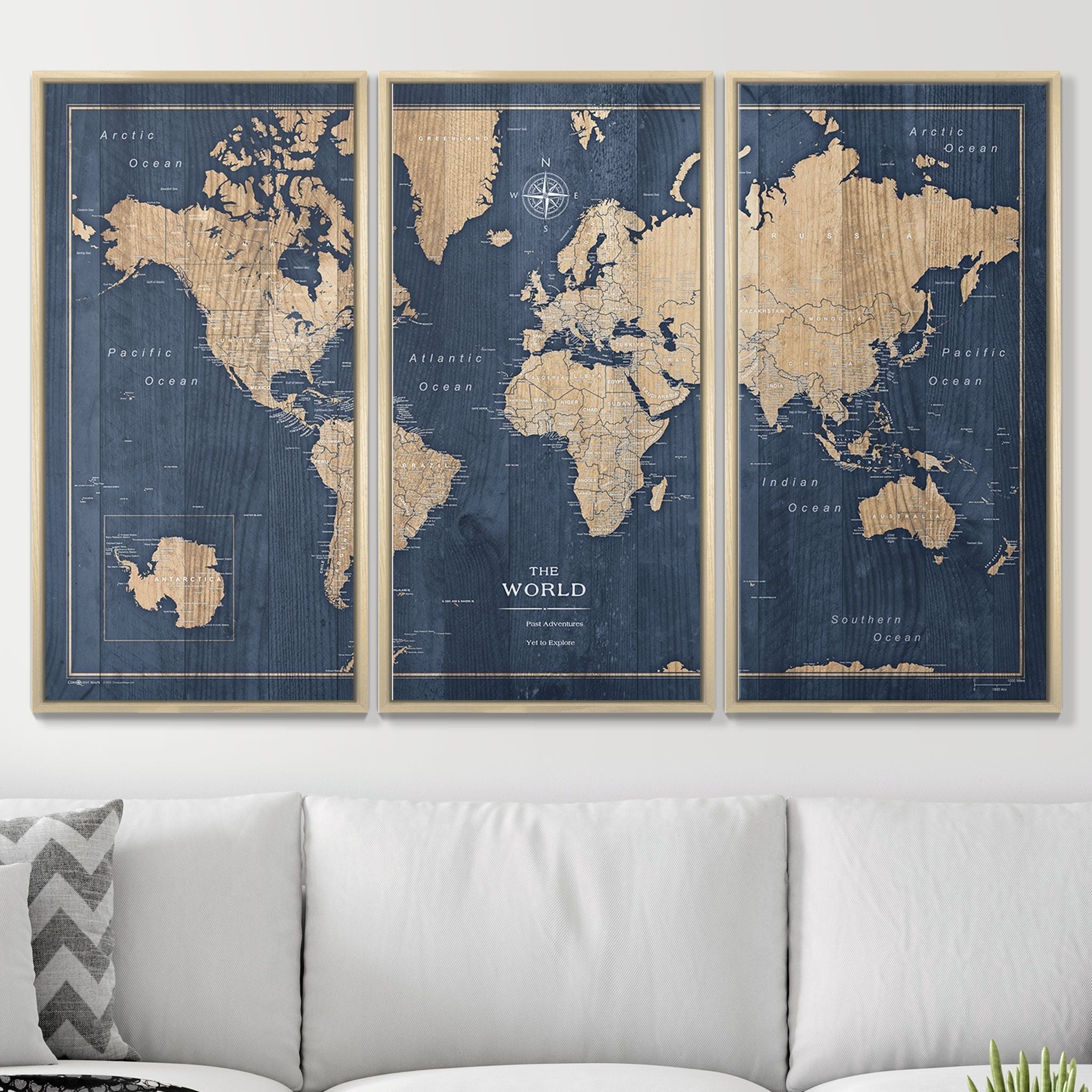 Push Pin World Map (Pin Board) - Deep-Sea Drift