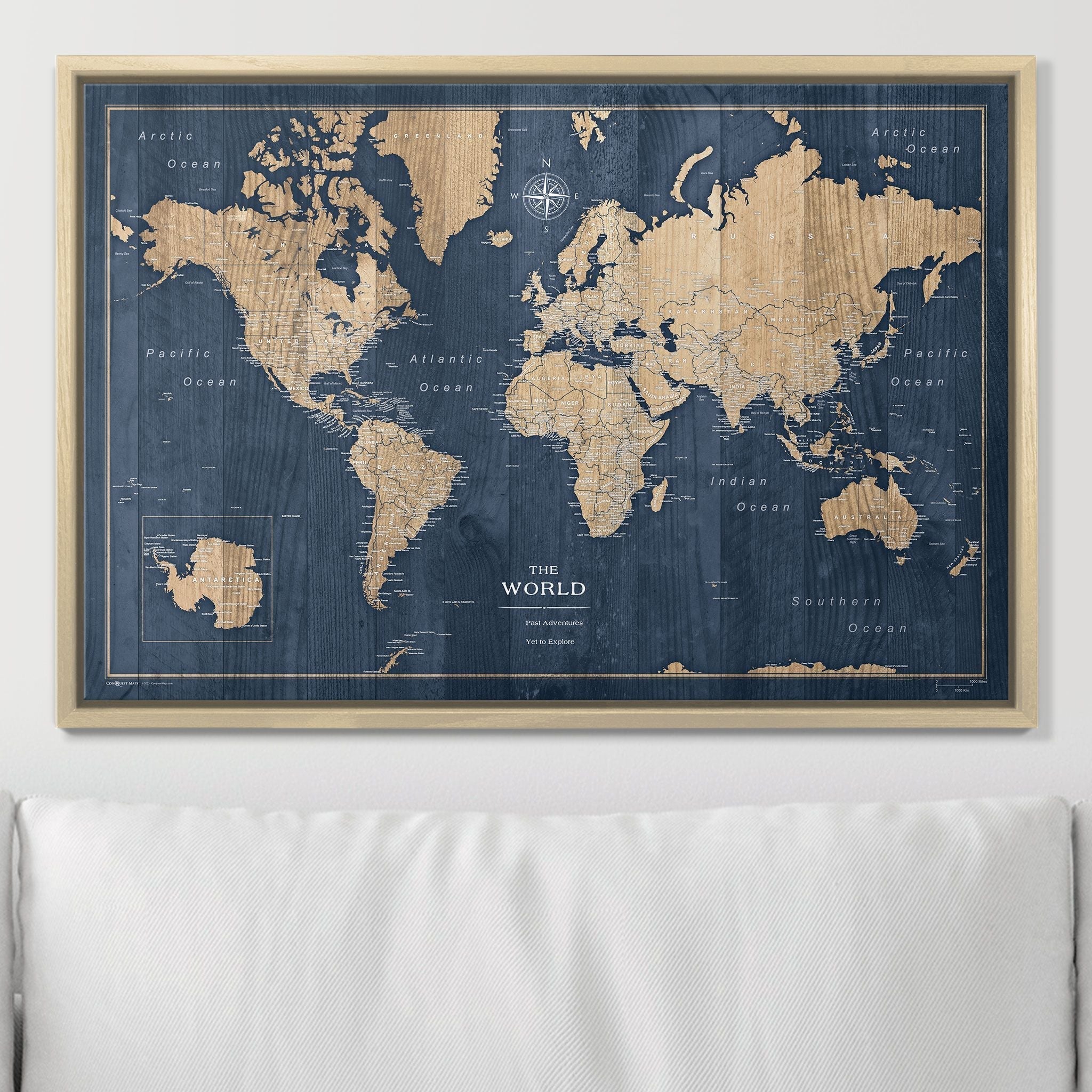 Push Pin World Map (Pin Board) - Deep-Sea Drift