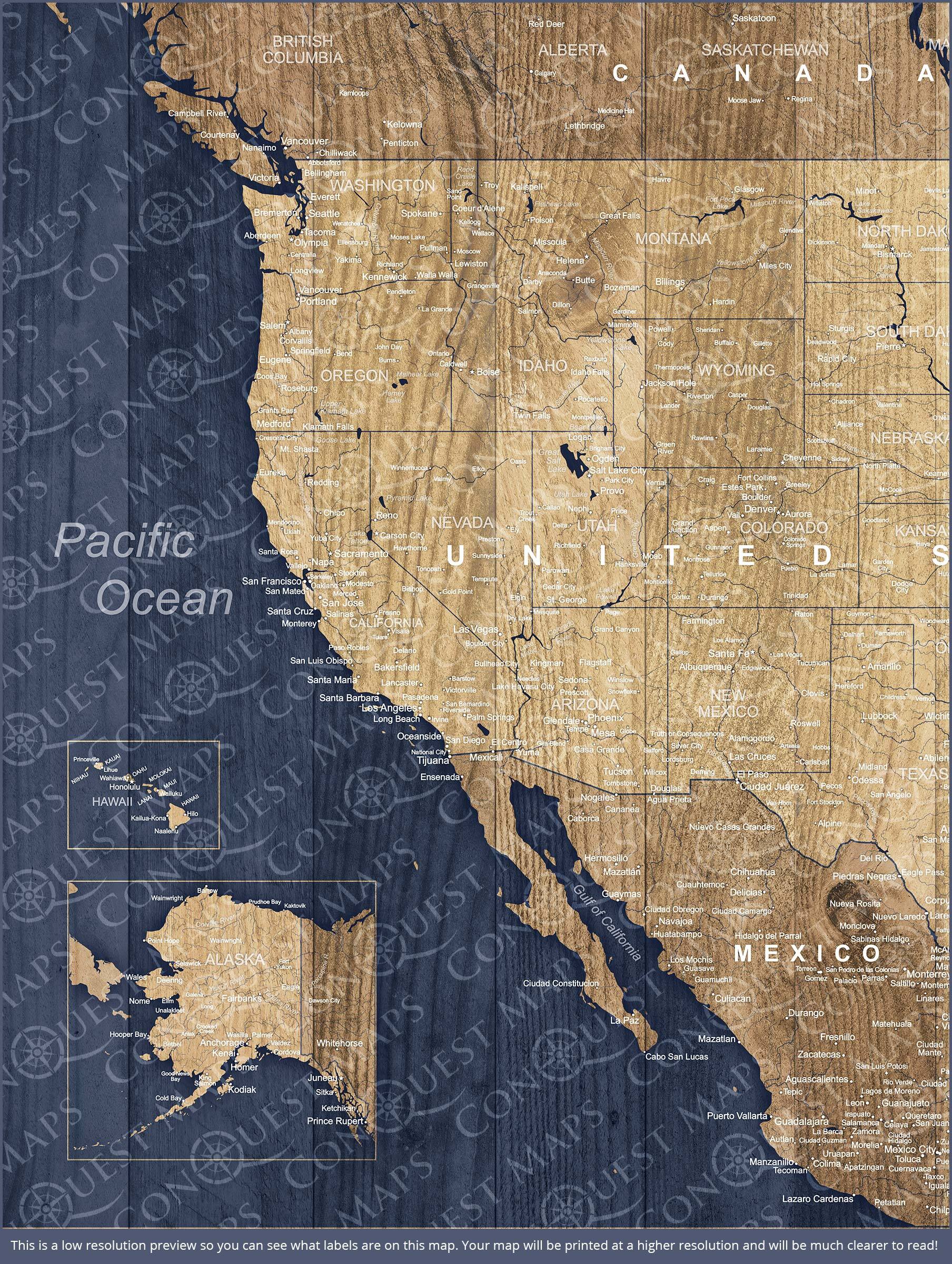 Push Pin USA Map (Pin Board) - Deep-Sea Drift CM Pin Board