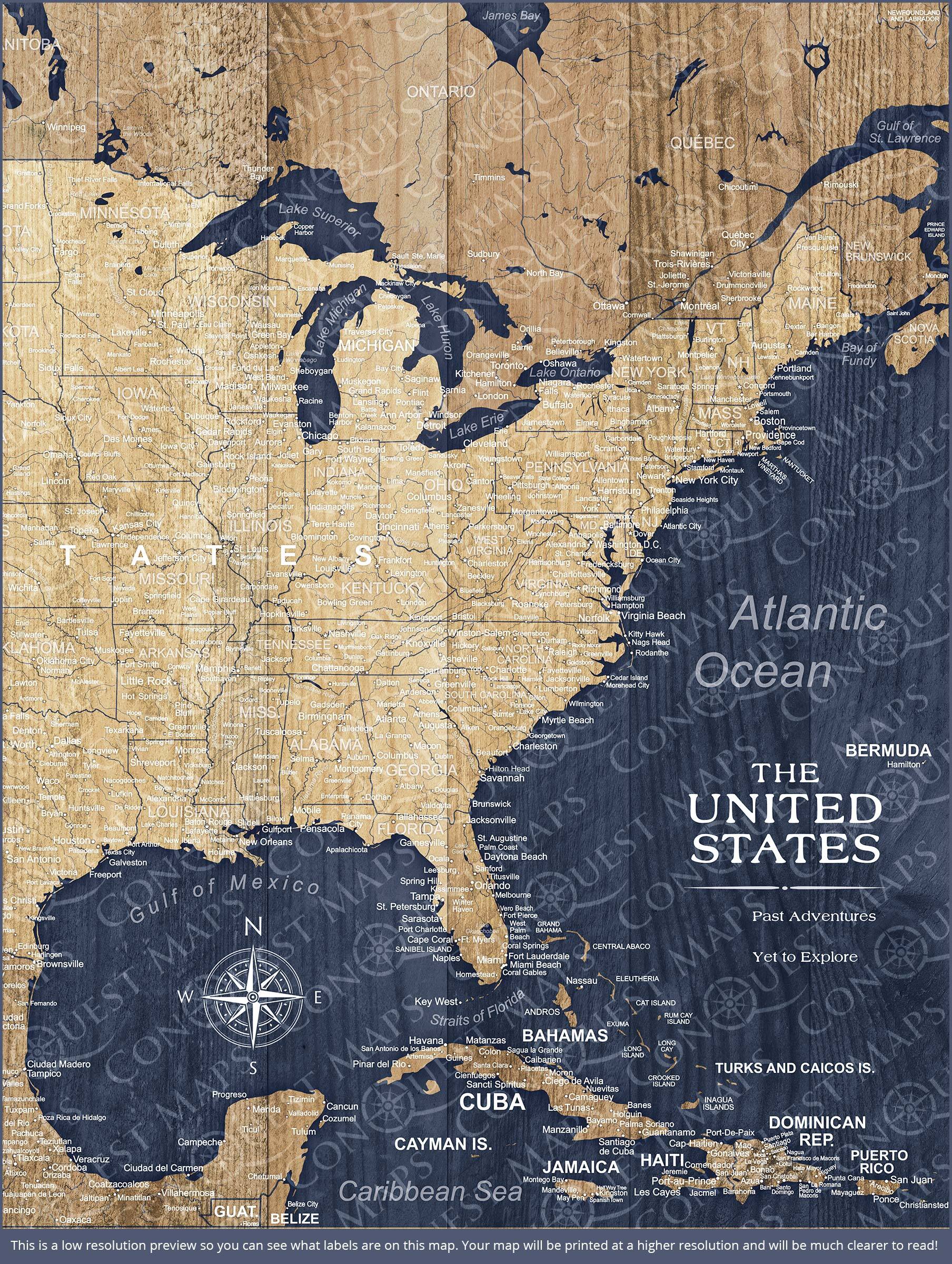 Push Pin USA Map (Pin Board) - Deep-Sea Drift CM Pin Board