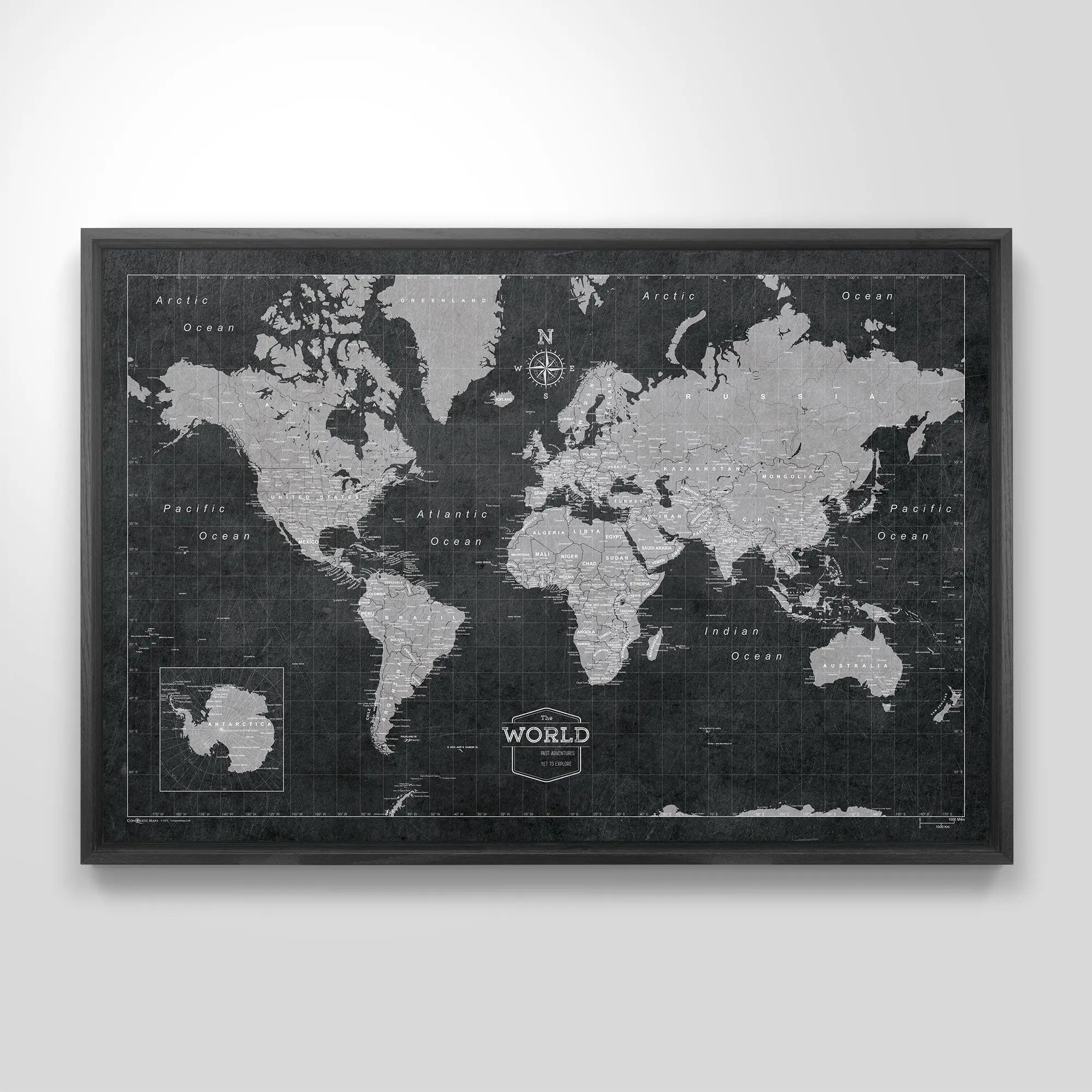 Decorative Wood Frame for Push Pin Maps - All Frames Conquest Maps LLC