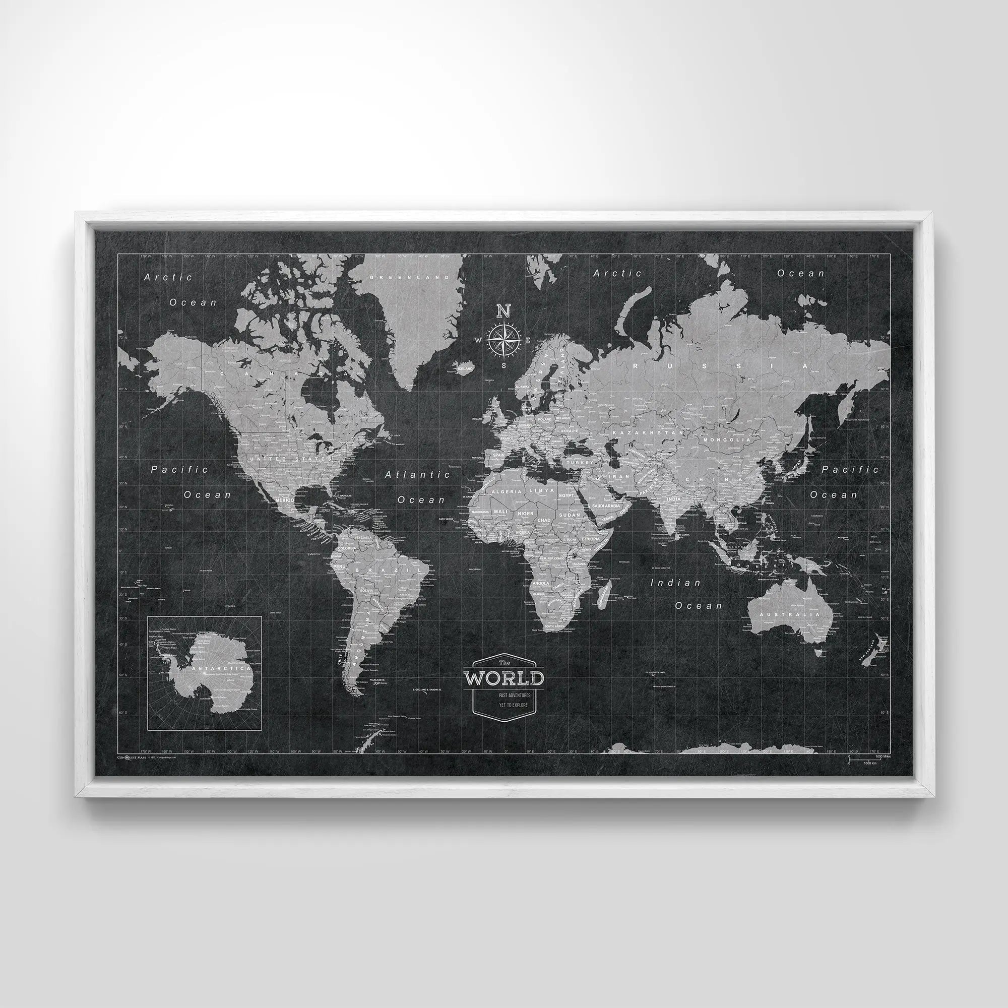 Decorative Wood Frame for Push Pin Maps - All Frames Conquest Maps LLC