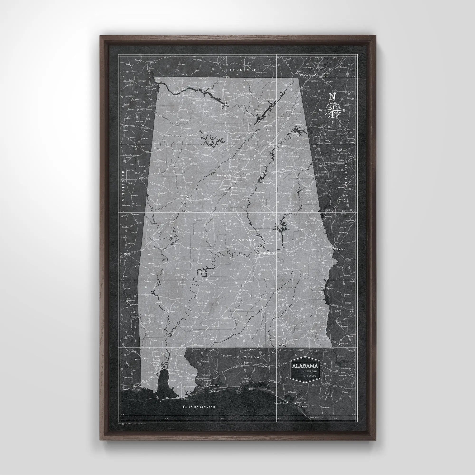 Decorative Wood Frame for Push Pin Maps - All Frames Conquest Maps LLC