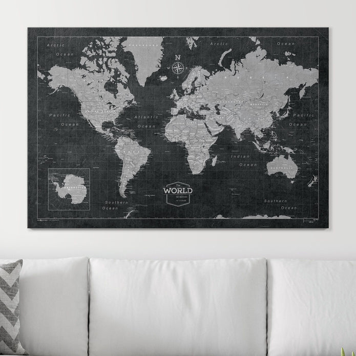 Deep-Sea Drift - Push Pin World Map Pin Board - Overstock Sale! CM Pin Board