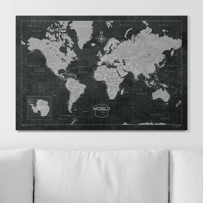 Deep-Sea Drift - Push Pin World Map Pin Board - Overstock Sale! CM Pin Board