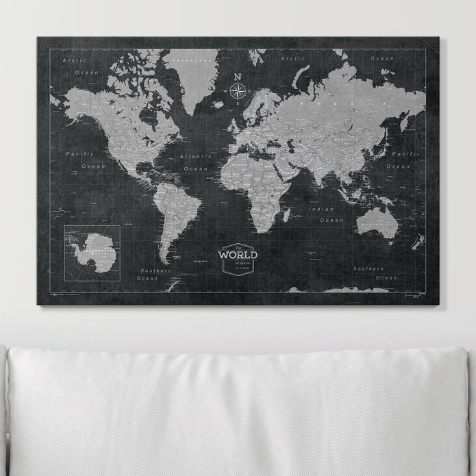 Deep-Sea Drift - Push Pin World Map Pin Board - Overstock Sale! CM Pin Board