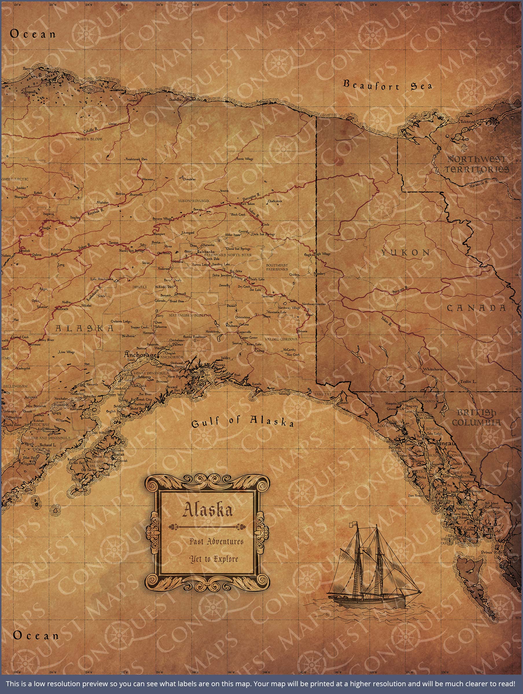 Push Pin Alaska Map (Pin Board) - Golden Aged CM Pin Board