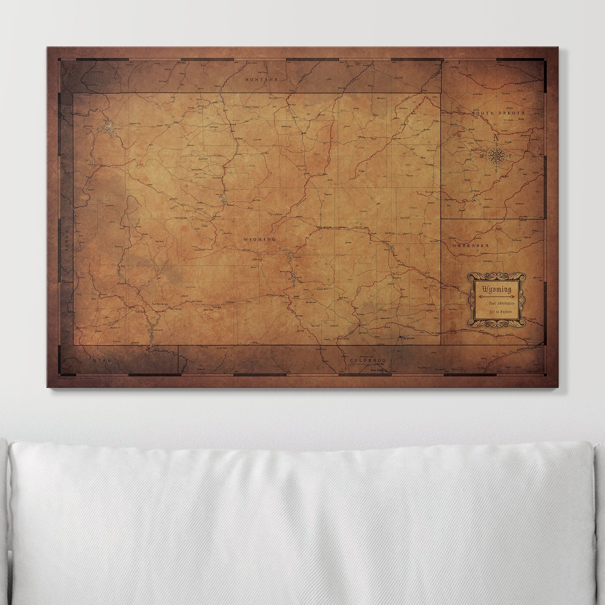 Push Pin Wyoming Map (Pin Board) - Golden Aged CM Pin Board