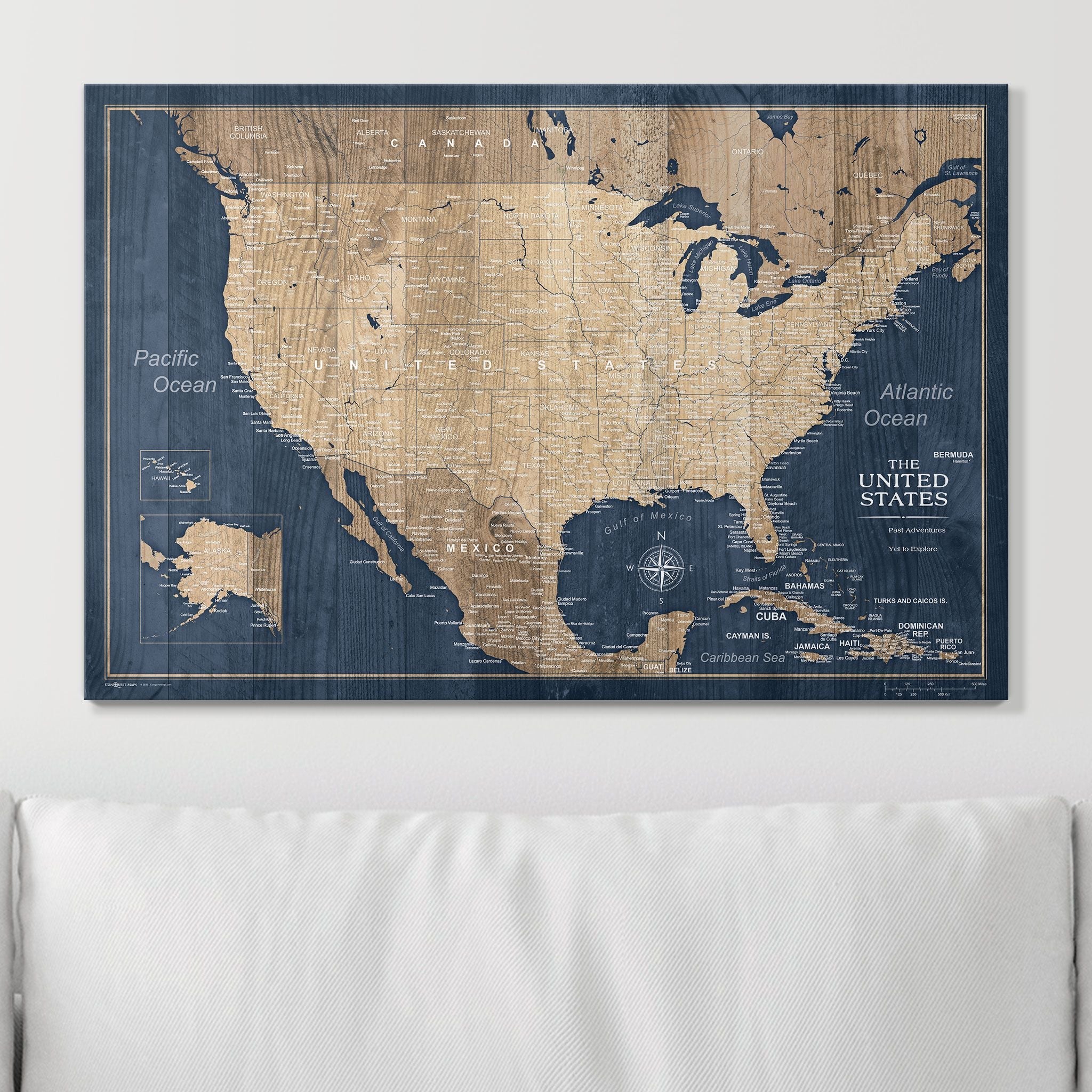 Push Pin USA Map (Pin Board) - Deep-Sea Drift CM Pin Board