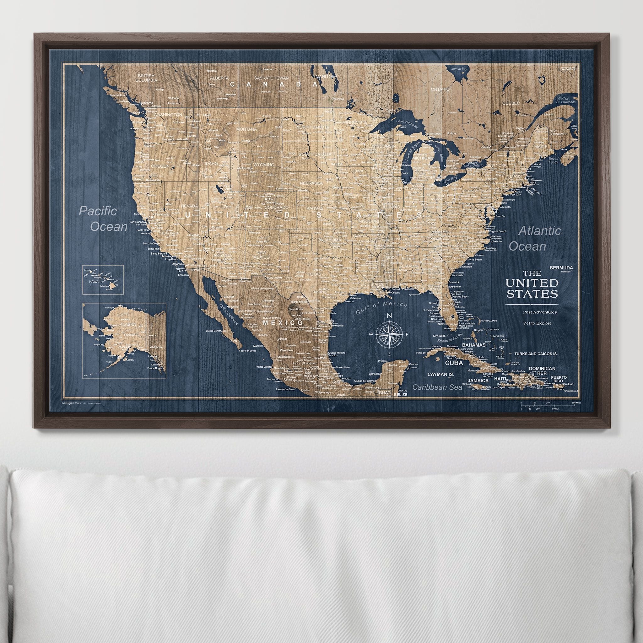Push Pin USA Map (Pin Board) - Deep-Sea Drift CM Pin Board