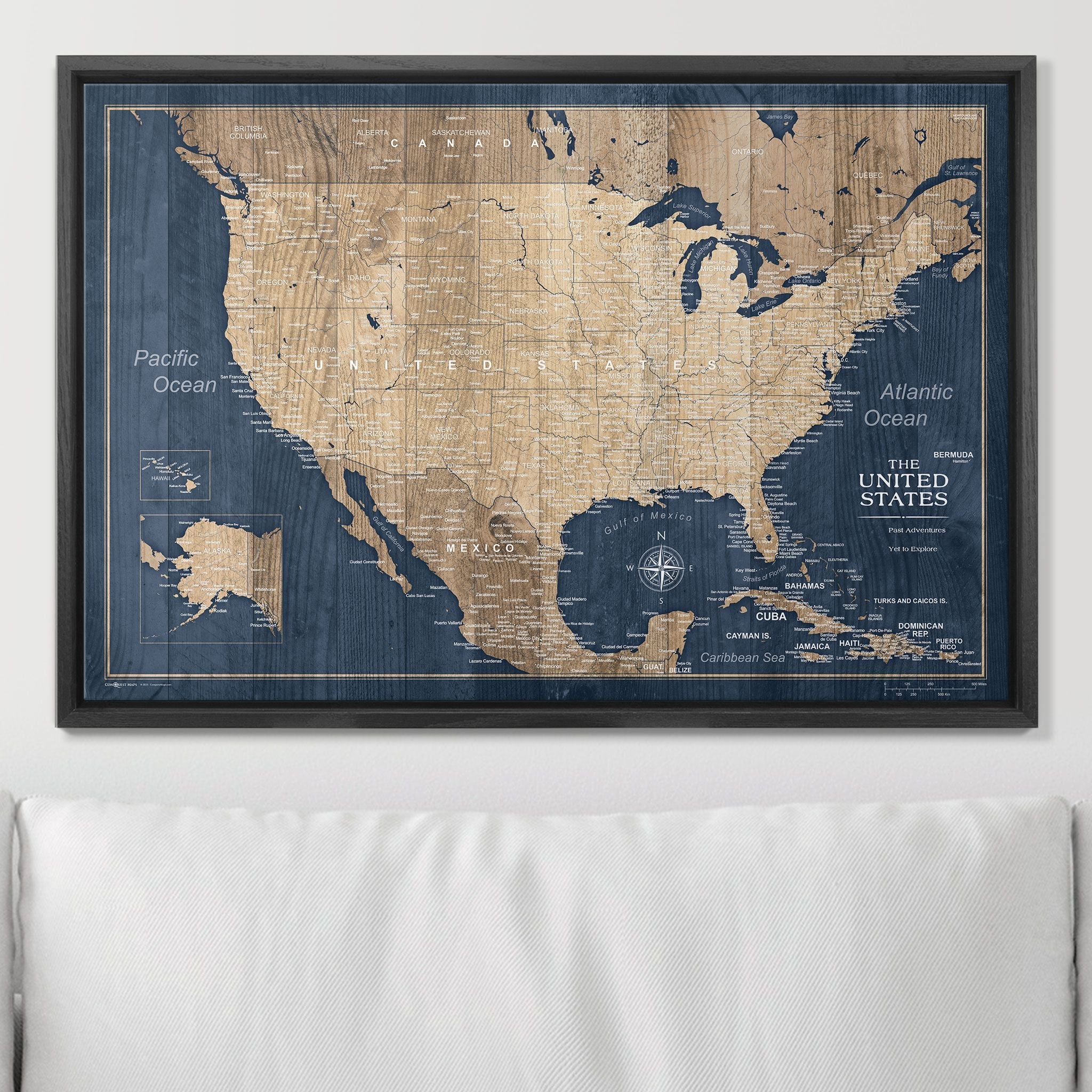 Push Pin USA Map (Pin Board) - Deep-Sea Drift CM Pin Board