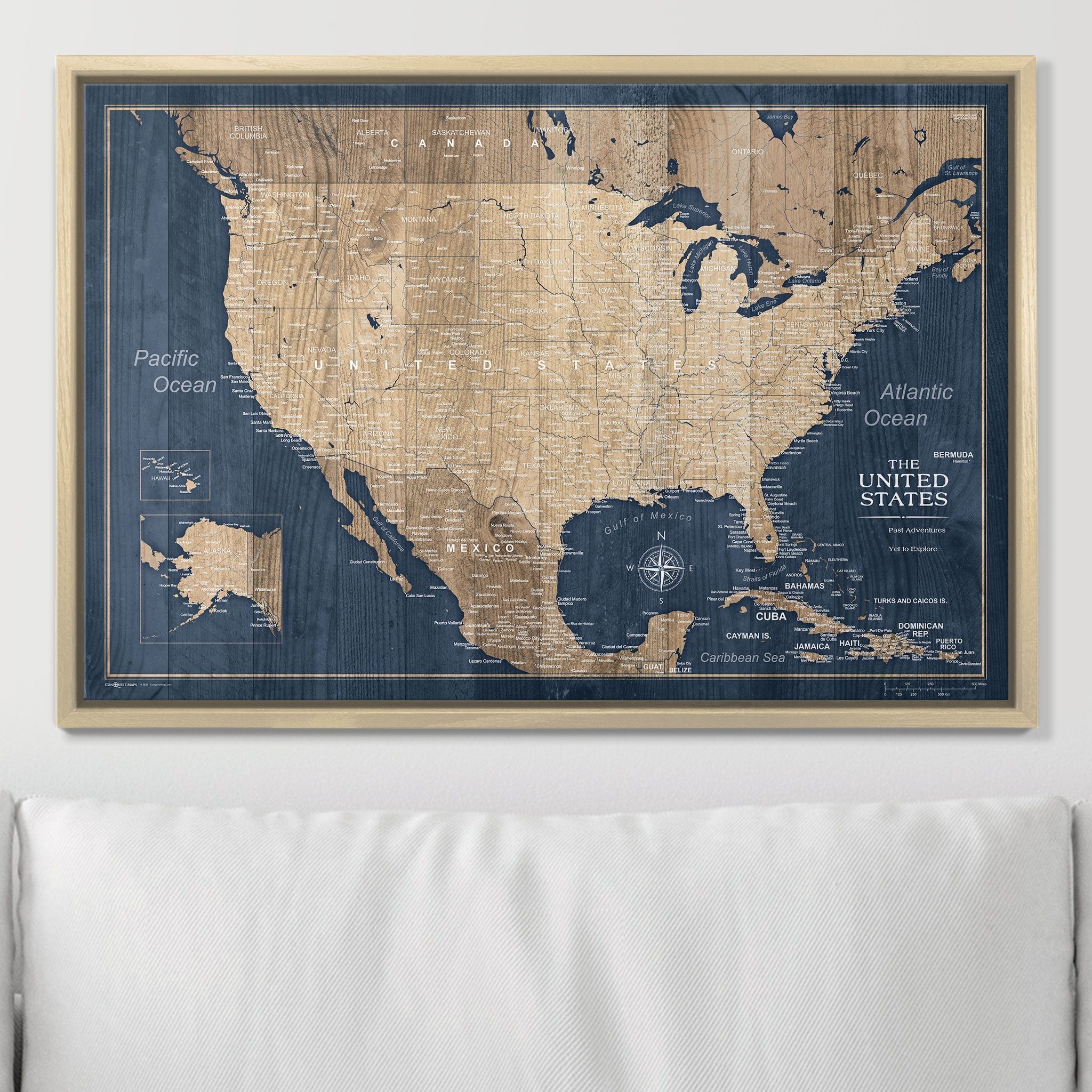 Push Pin USA Map (Pin Board) - Deep-Sea Drift CM Pin Board