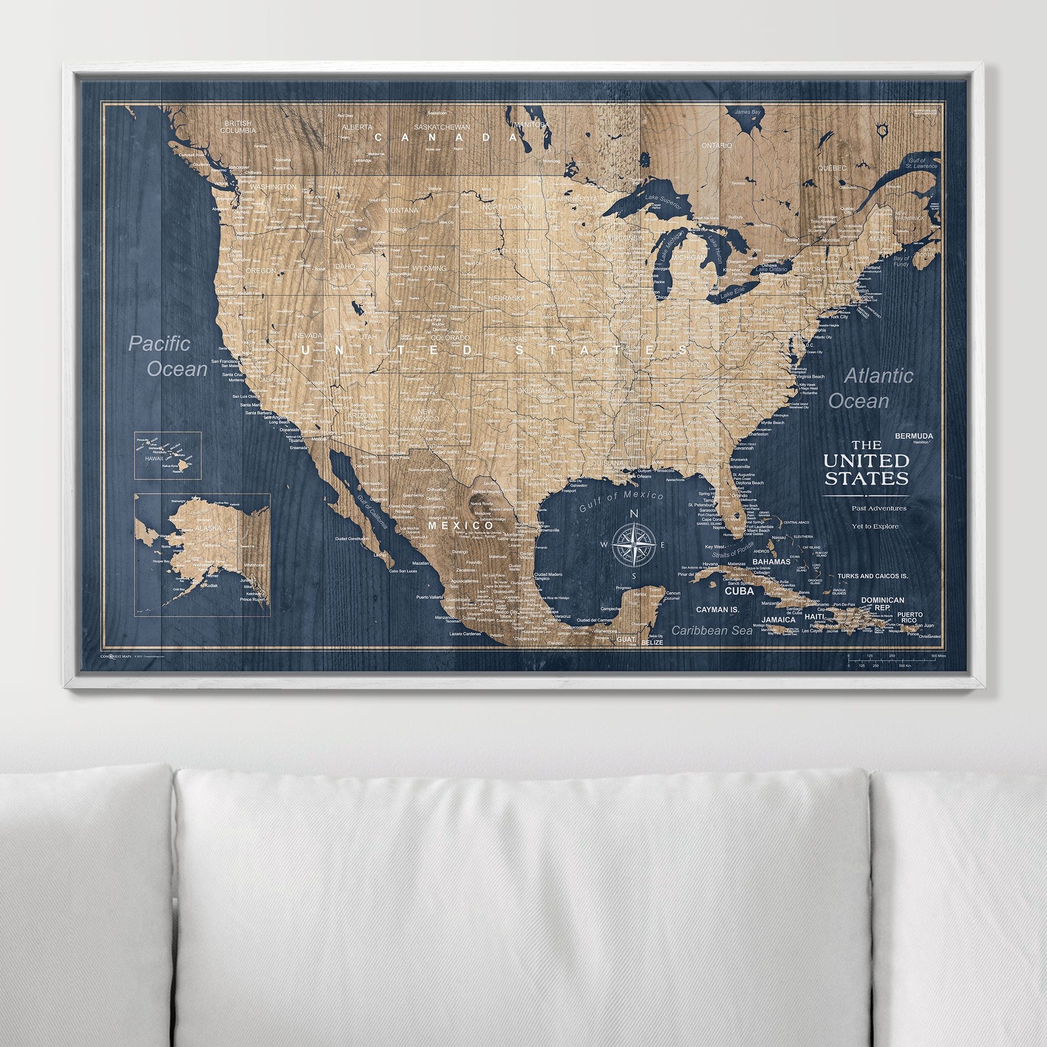 Push Pin USA Map (Pin Board) - Deep-Sea Drift CM Pin Board