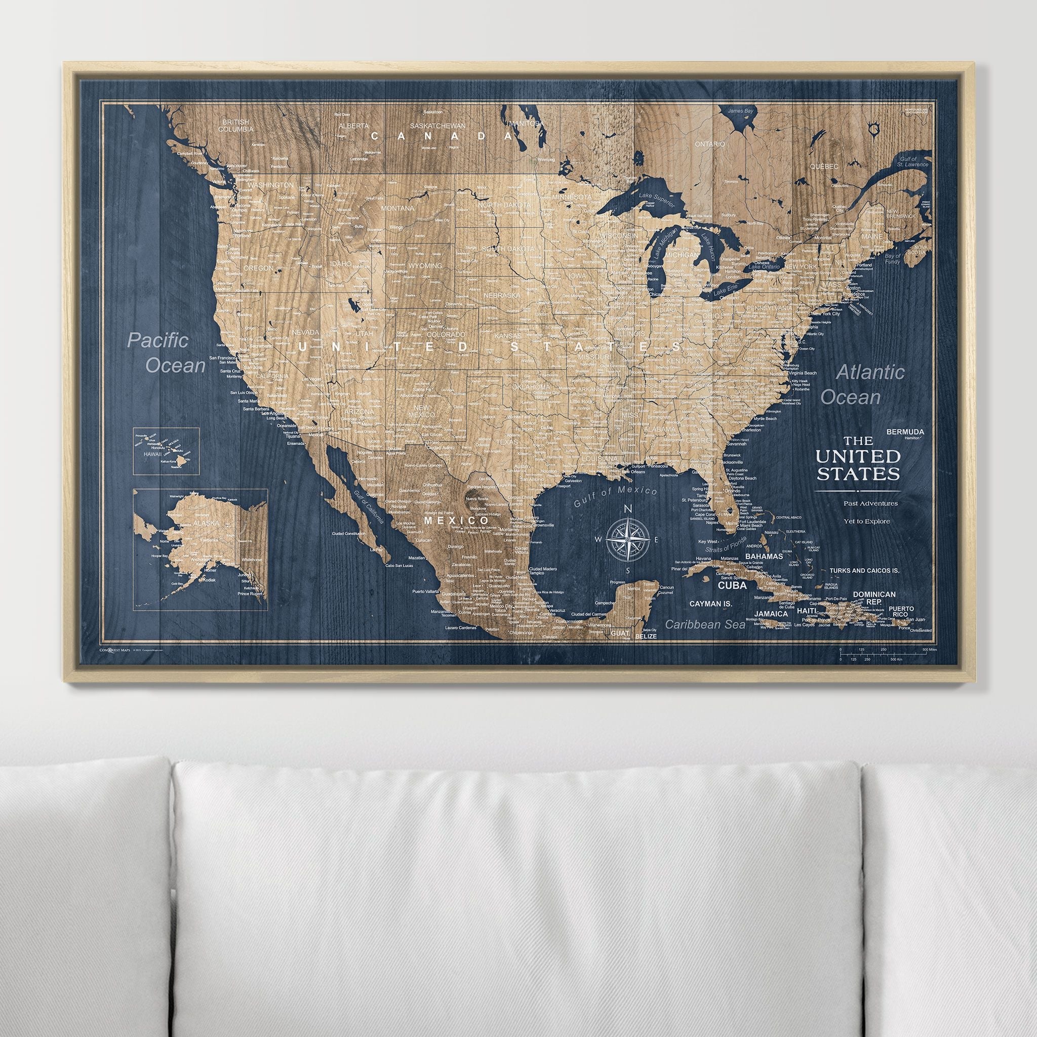 Push Pin USA Map (Pin Board) - Deep-Sea Drift CM Pin Board