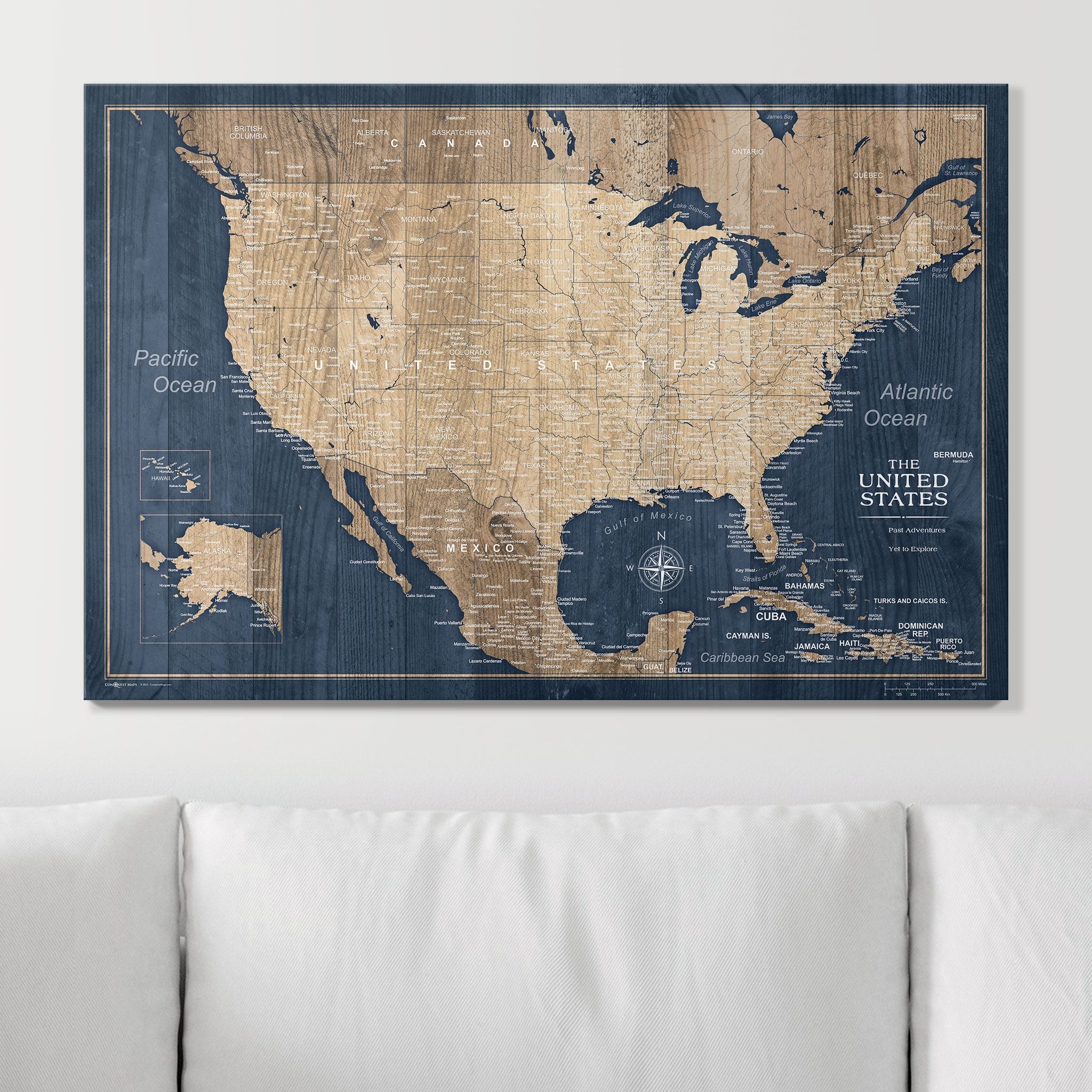 Push Pin USA Map (Pin Board) - Deep-Sea Drift CM Pin Board