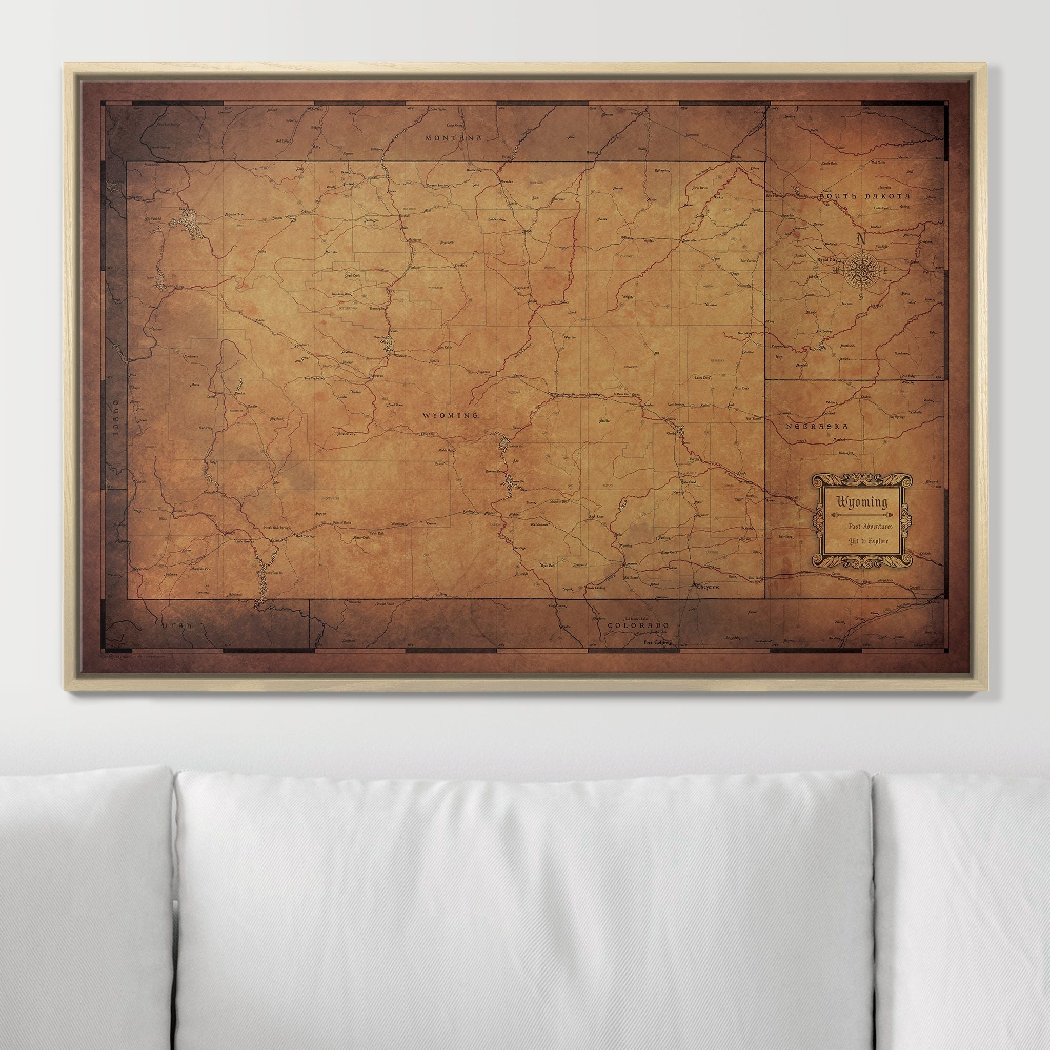Push Pin Wyoming Map (Pin Board) - Golden Aged CM Pin Board