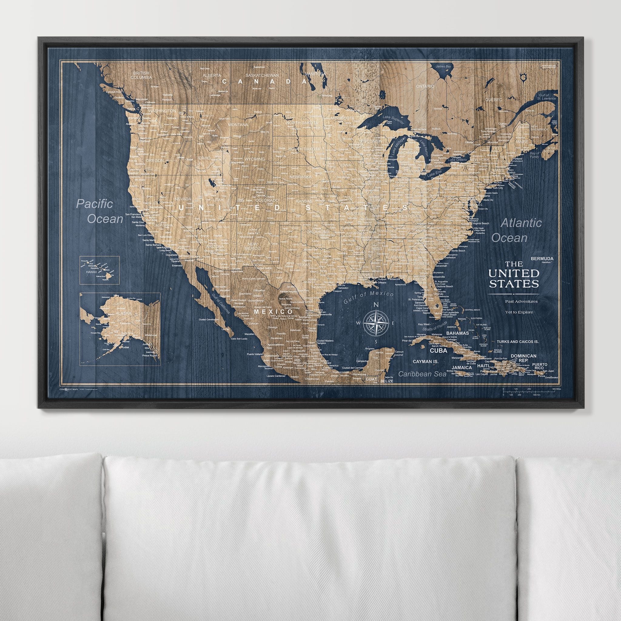 Push Pin USA Map (Pin Board) - Deep-Sea Drift CM Pin Board