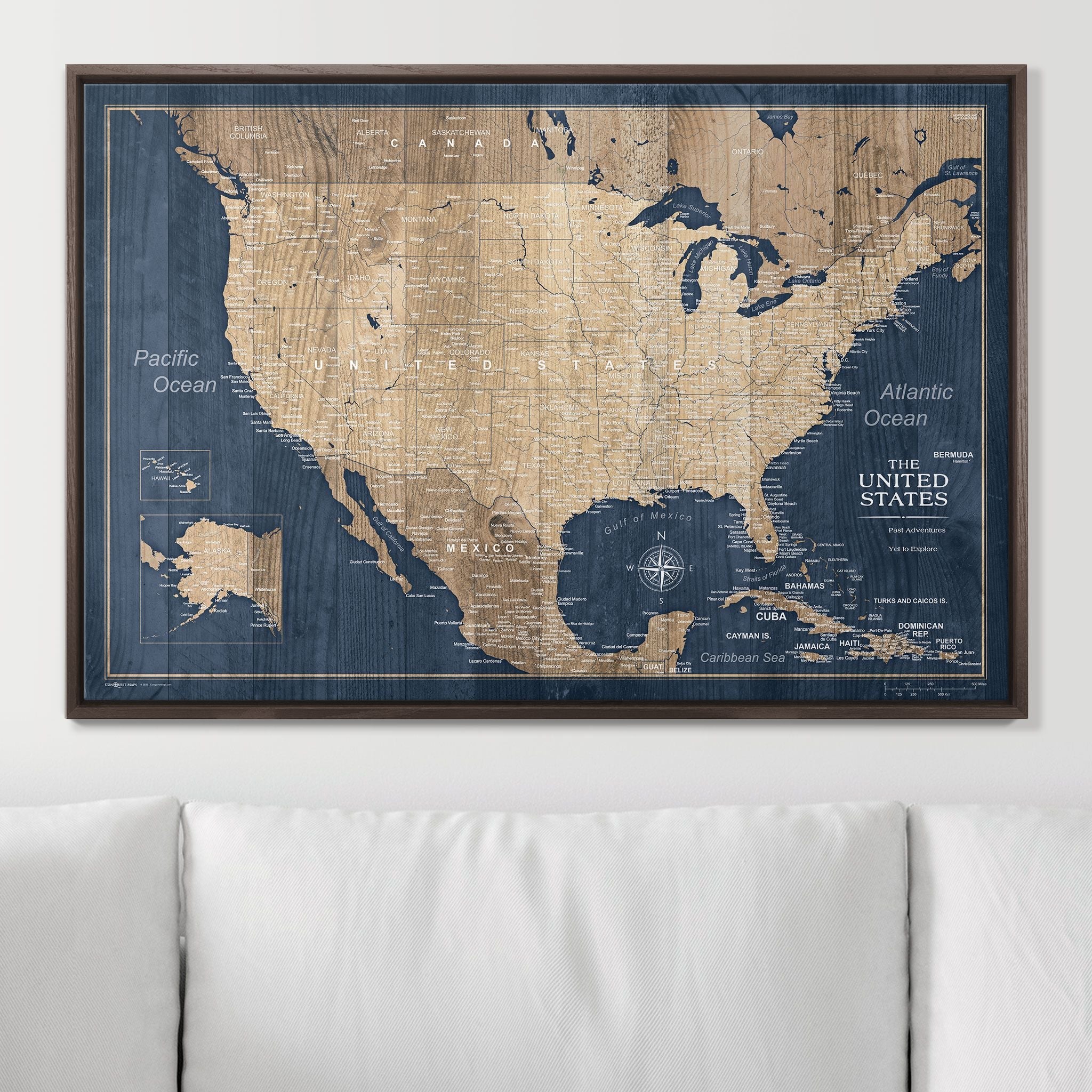 Push Pin USA Map (Pin Board) - Deep-Sea Drift CM Pin Board