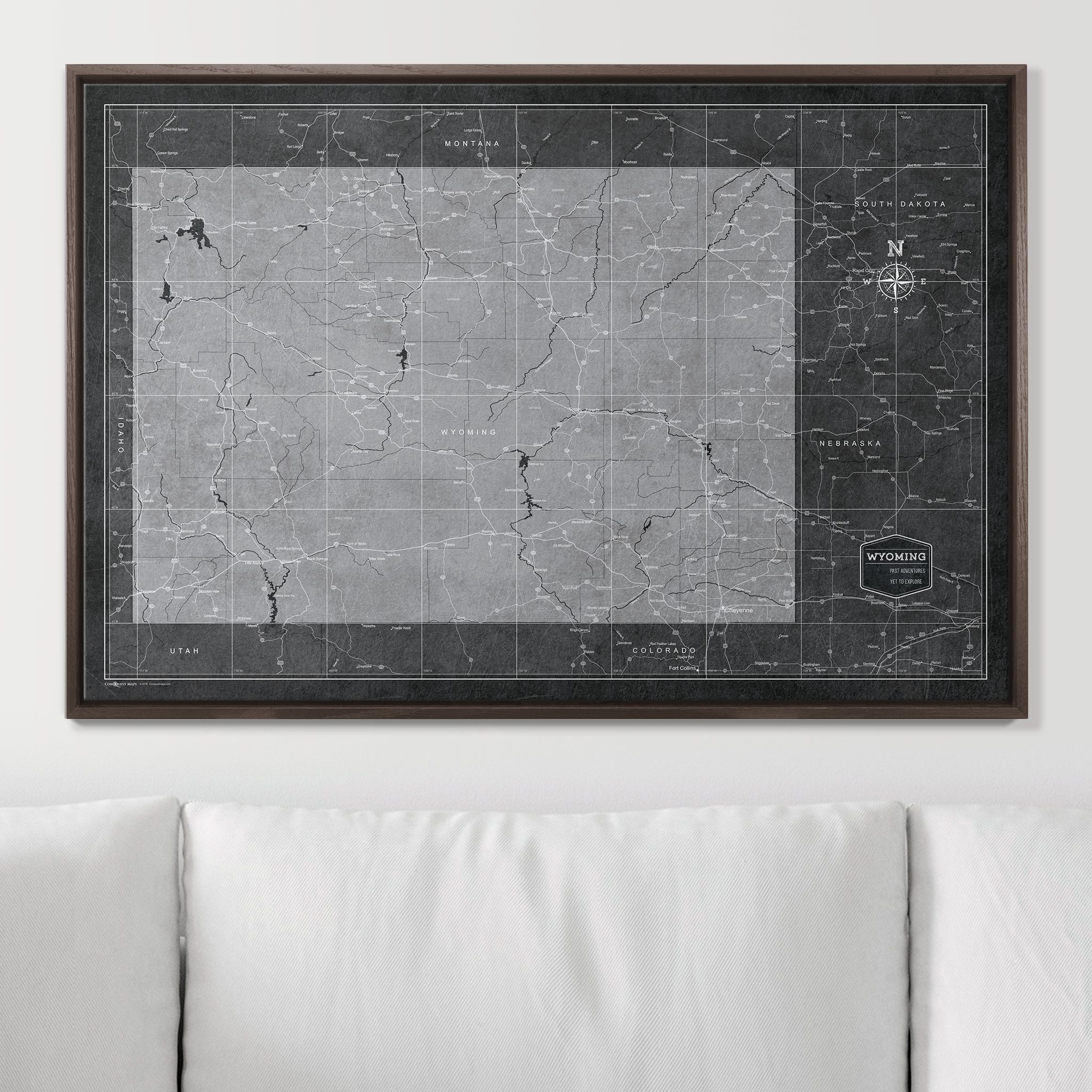 Push Pin Wyoming Map (Pin Board) - Modern Slate CM Pin Board
