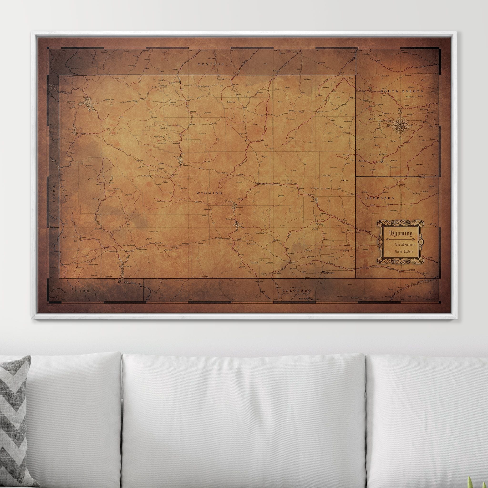 Push Pin Wyoming Map (Pin Board) - Golden Aged CM Pin Board