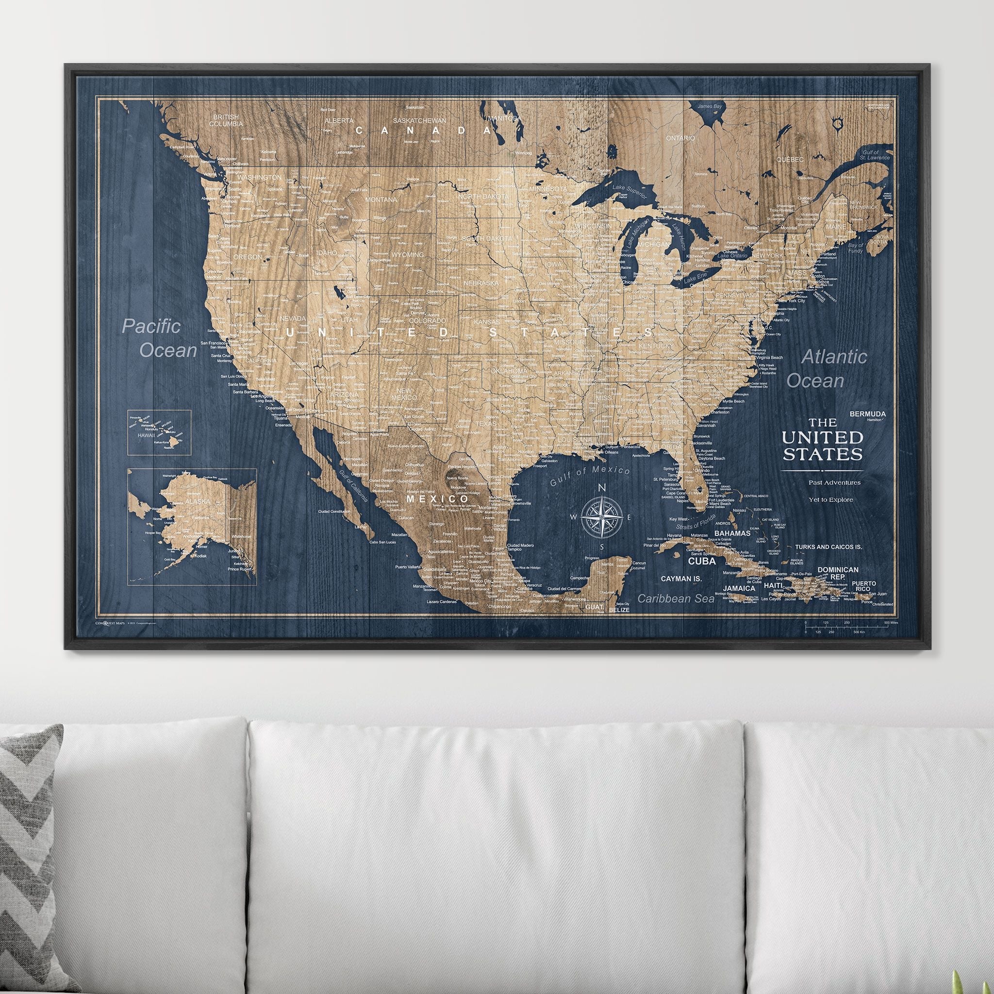Push Pin USA Map (Pin Board) - Deep-Sea Drift CM Pin Board