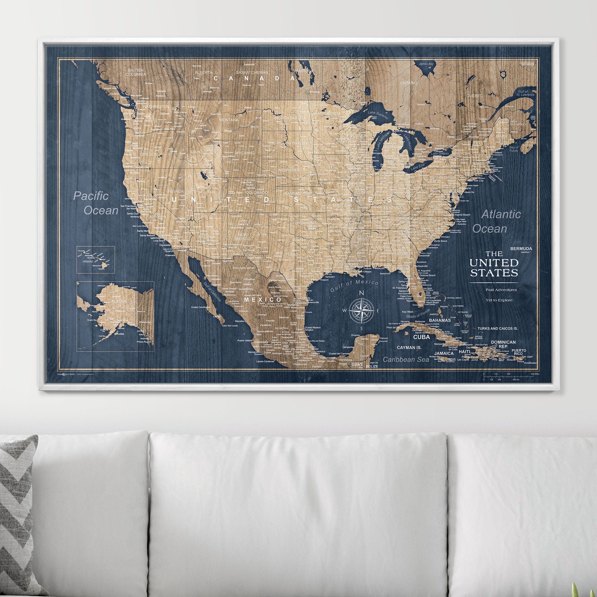 Push Pin USA Map (Pin Board) - Deep-Sea Drift CM Pin Board
