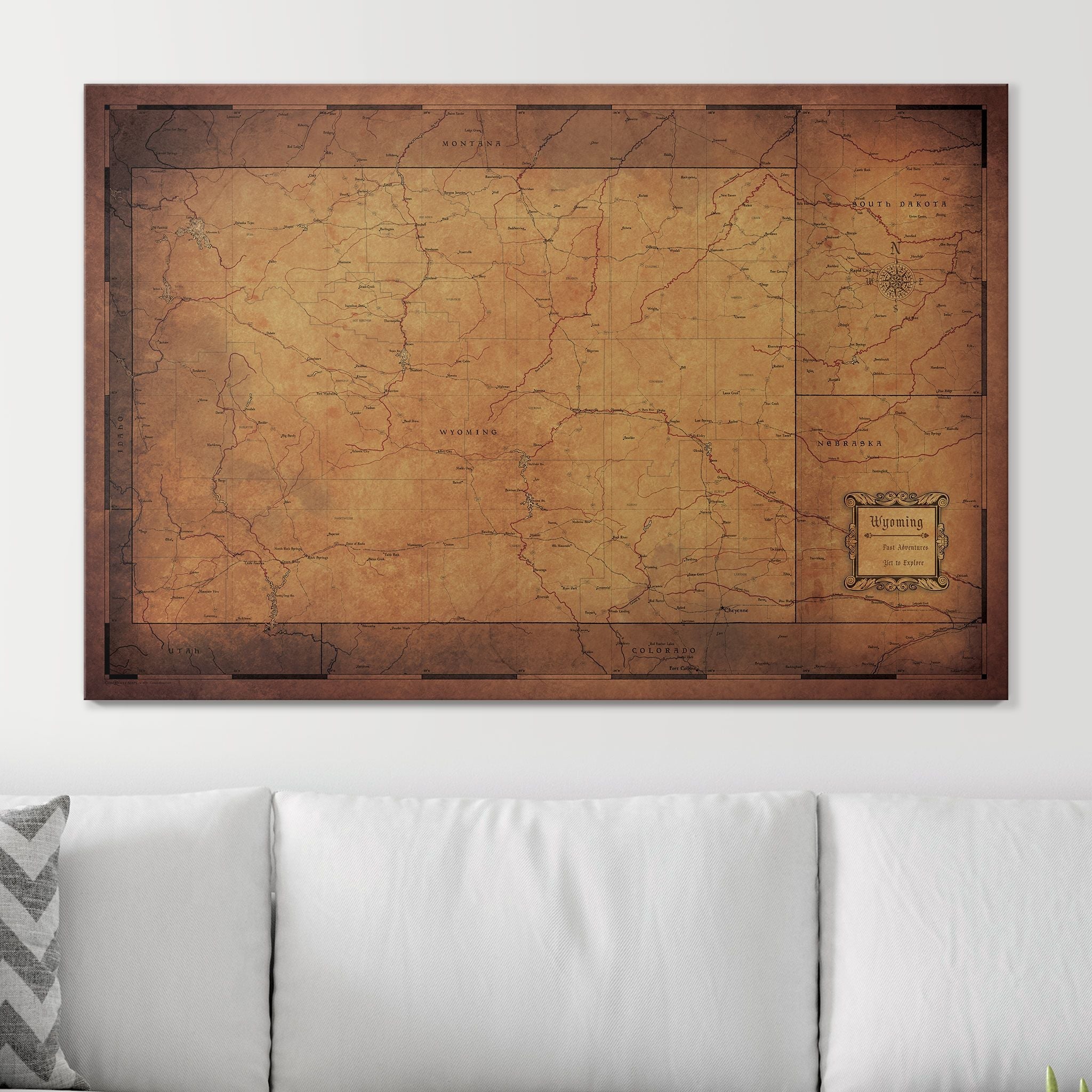 Push Pin Wyoming Map (Pin Board) - Golden Aged CM Pin Board