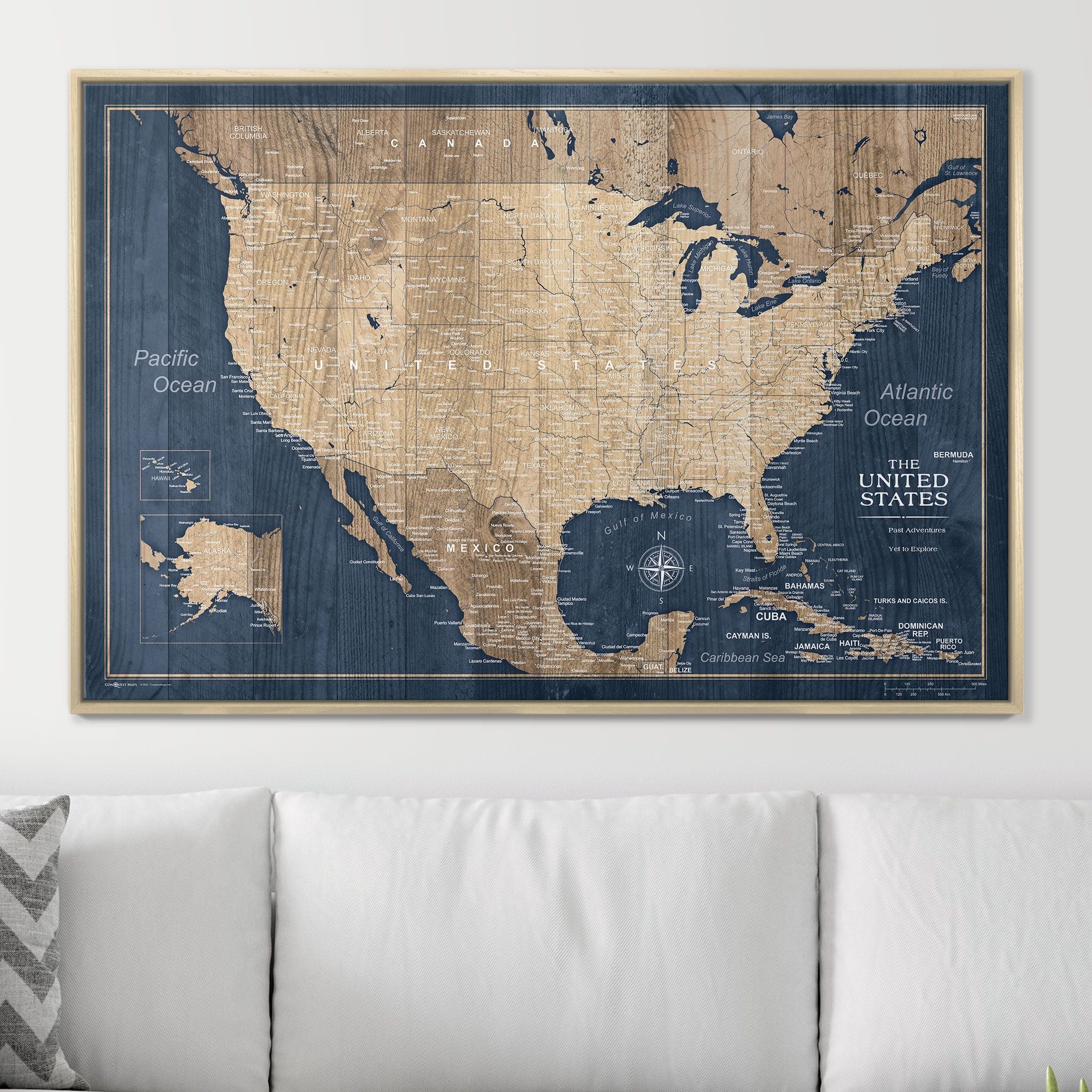 Push Pin USA Map (Pin Board) - Deep-Sea Drift CM Pin Board