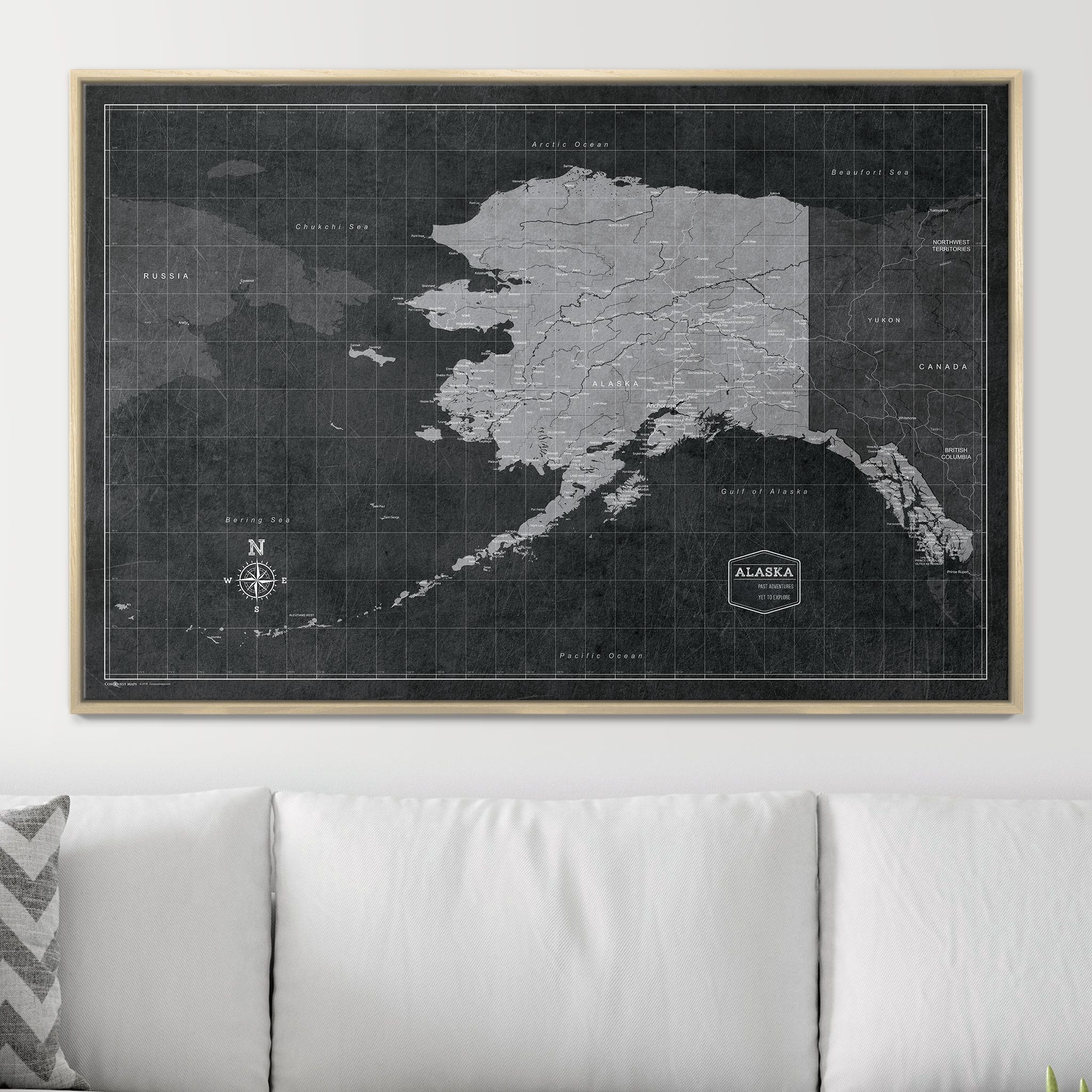 Push Pin Alaska Map (Pin Board) - Modern Slate CM Pin Board