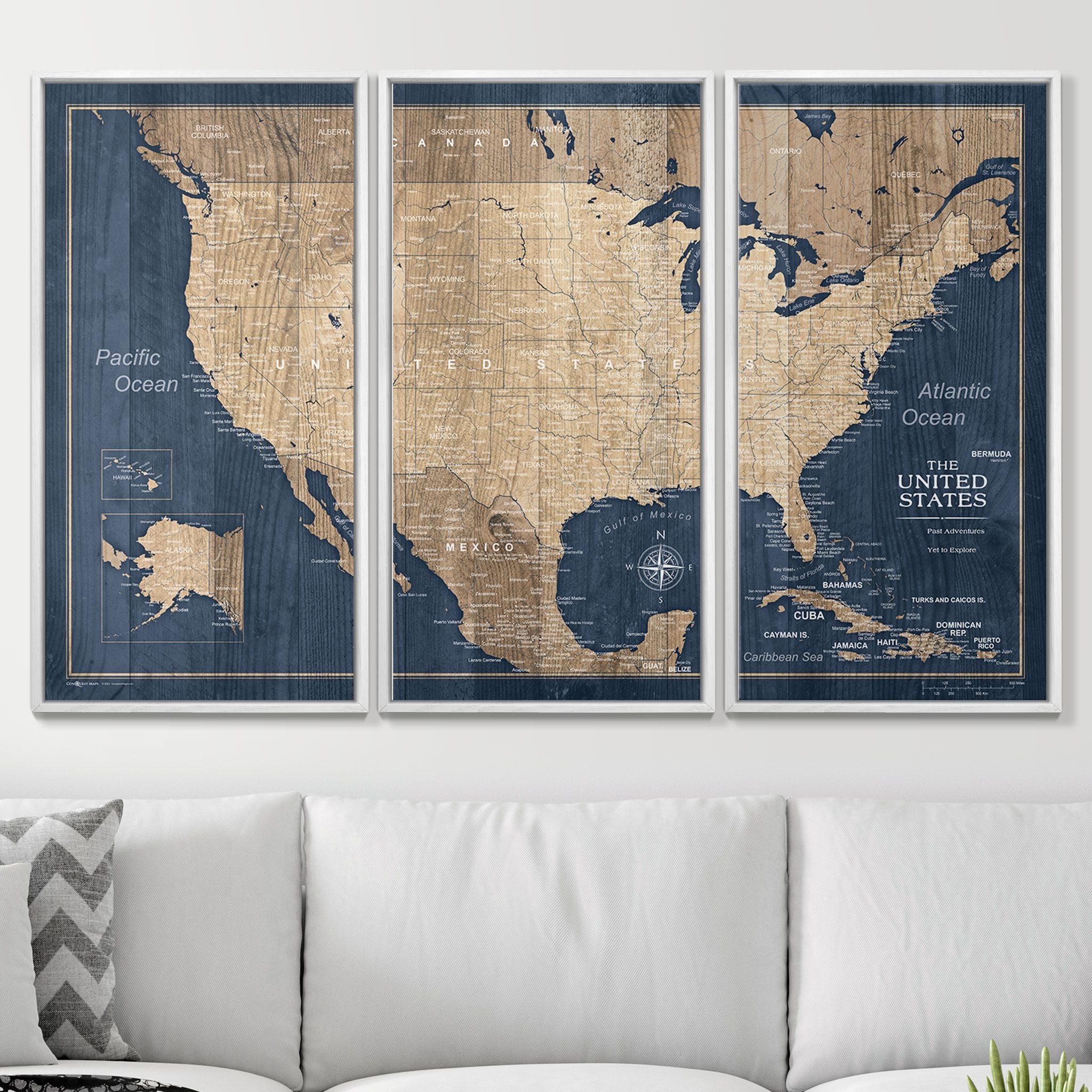 Push Pin USA Map (Pin Board) - Deep-Sea Drift CM Pin Board