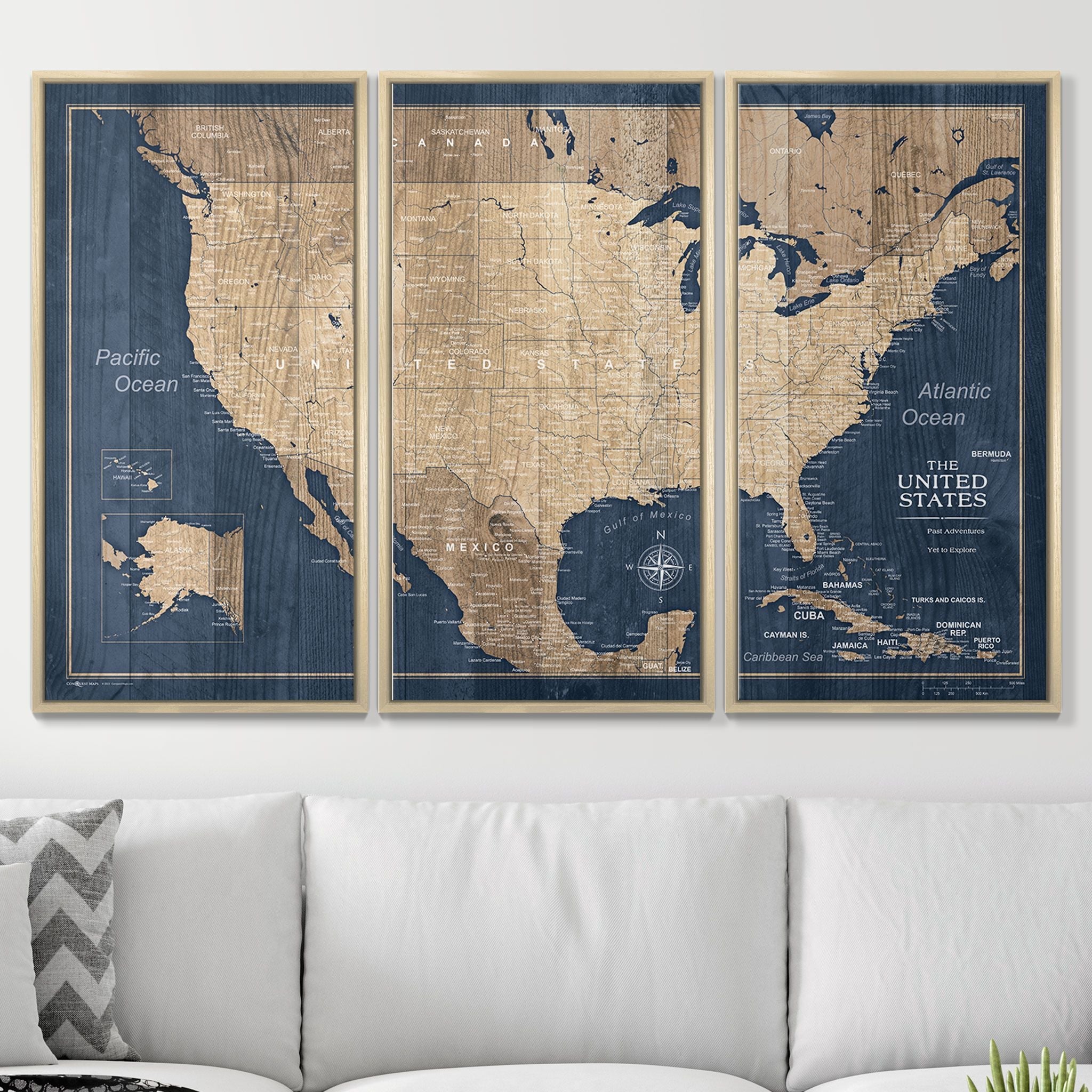 Push Pin USA Map (Pin Board) - Deep-Sea Drift CM Pin Board