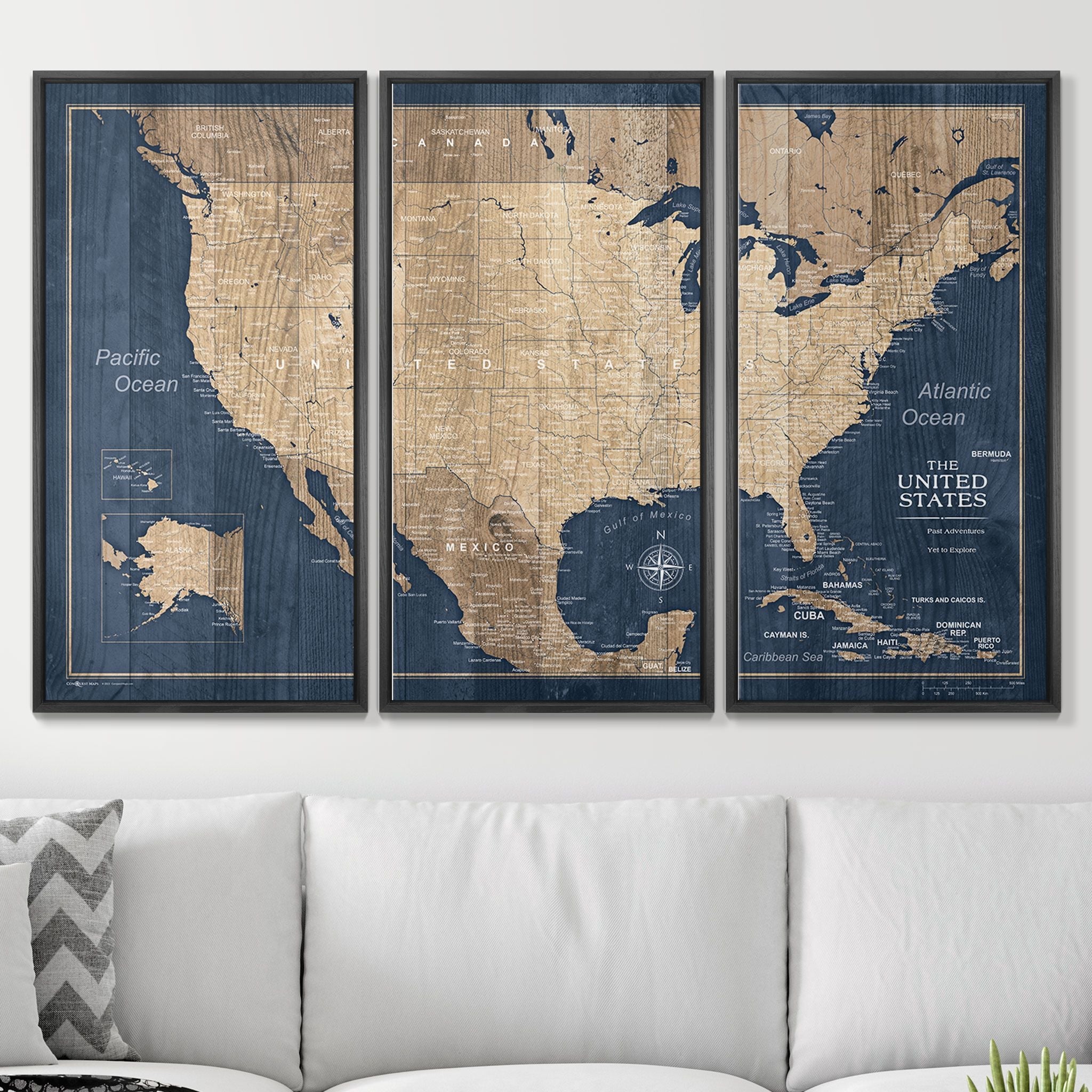 Push Pin USA Map (Pin Board) - Deep-Sea Drift CM Pin Board