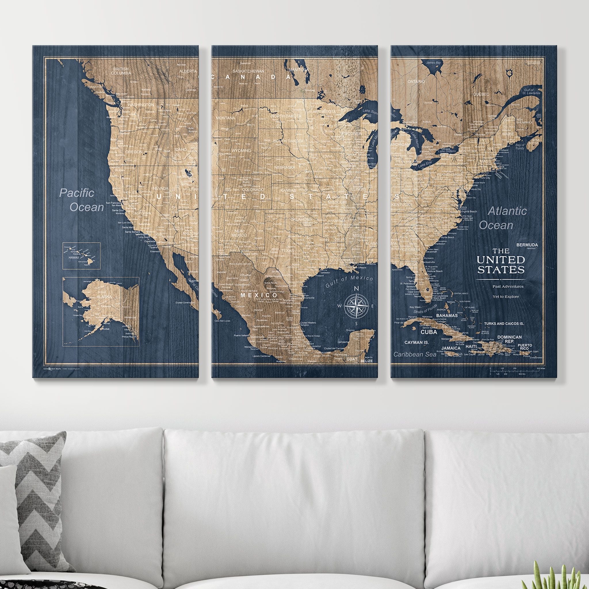 Push Pin USA Map (Pin Board) - Deep-Sea Drift CM Pin Board