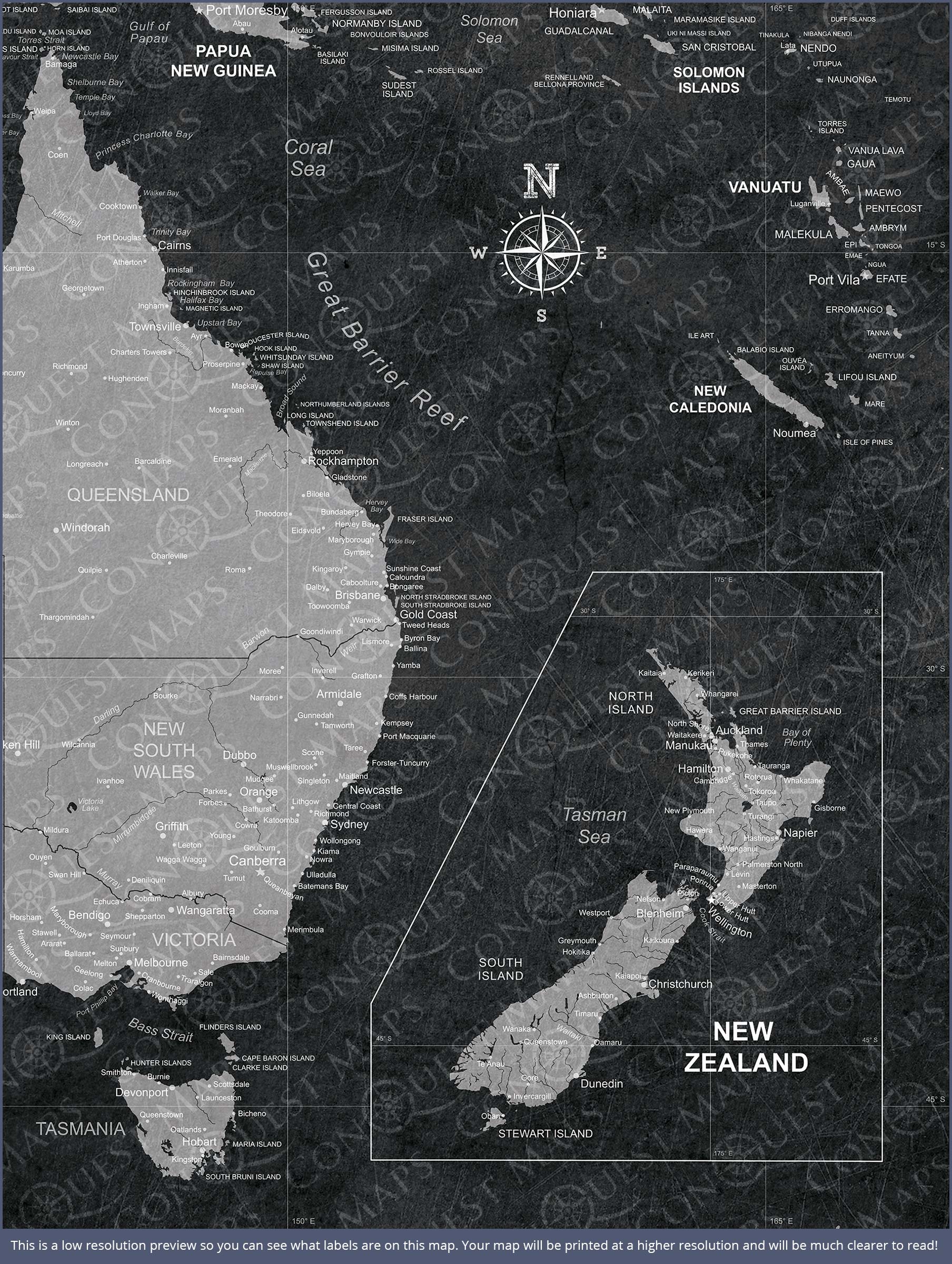 Australia Map Poster - Modern Slate CM Poster
