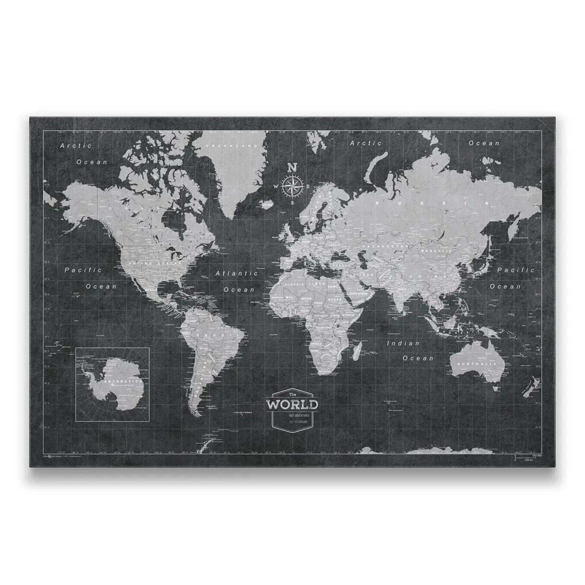 Modern Slate - Push Pin World Map Pin Board - Not Personalized CM Pin Board