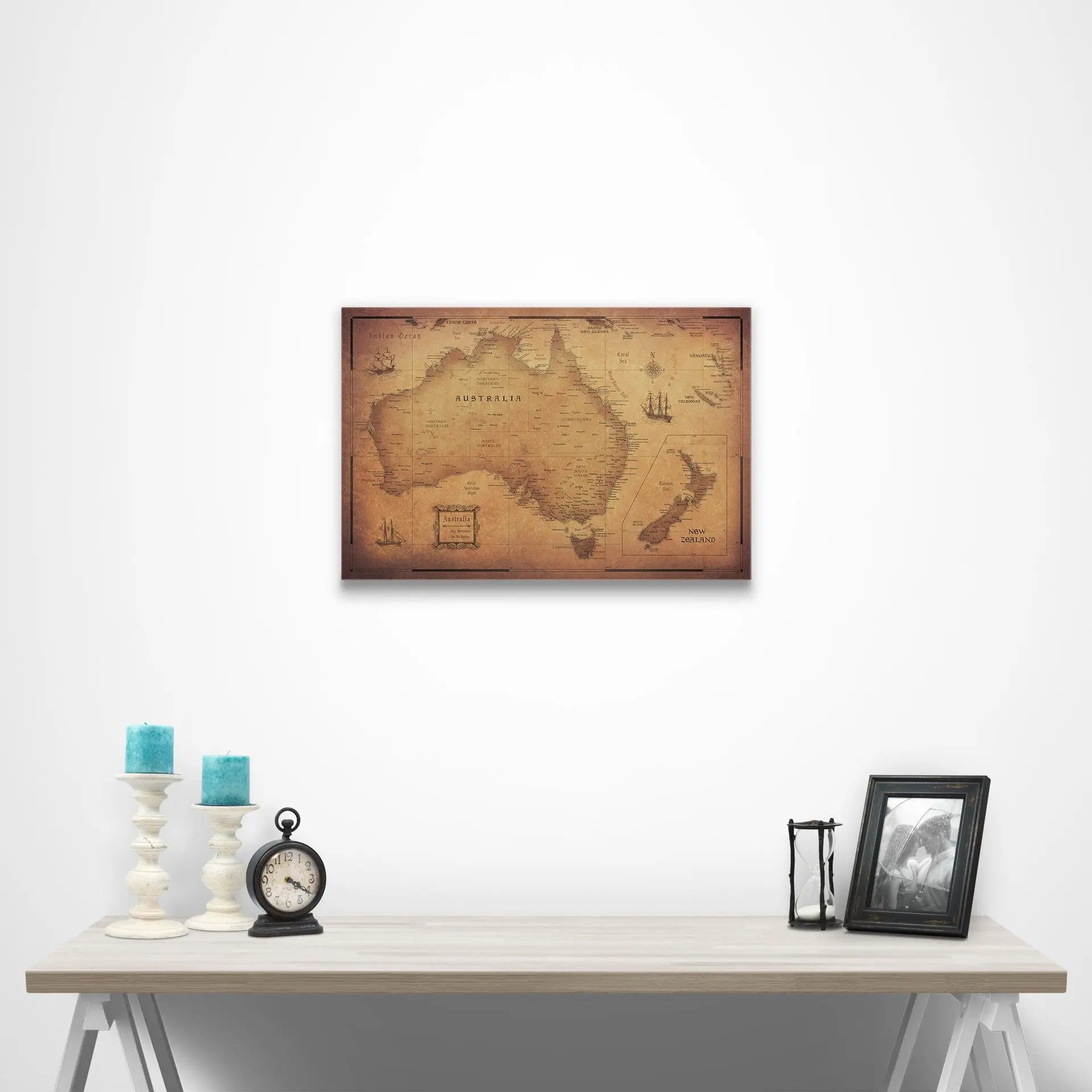 Australia Map Poster - Golden Aged CM Poster